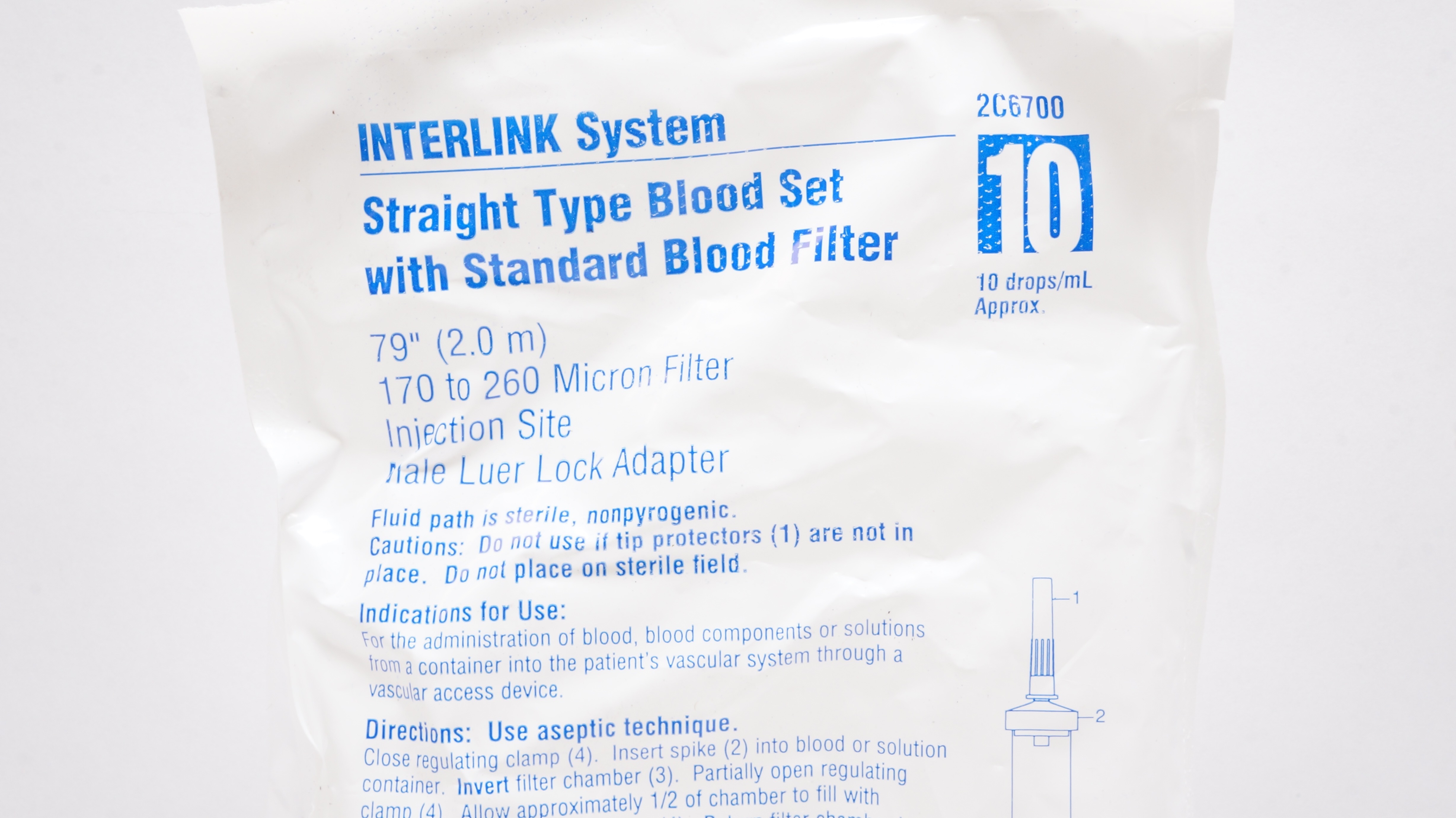 Baxter 2C6700 Interlink System Straight Type Blood Set w/Filter 79inch ...