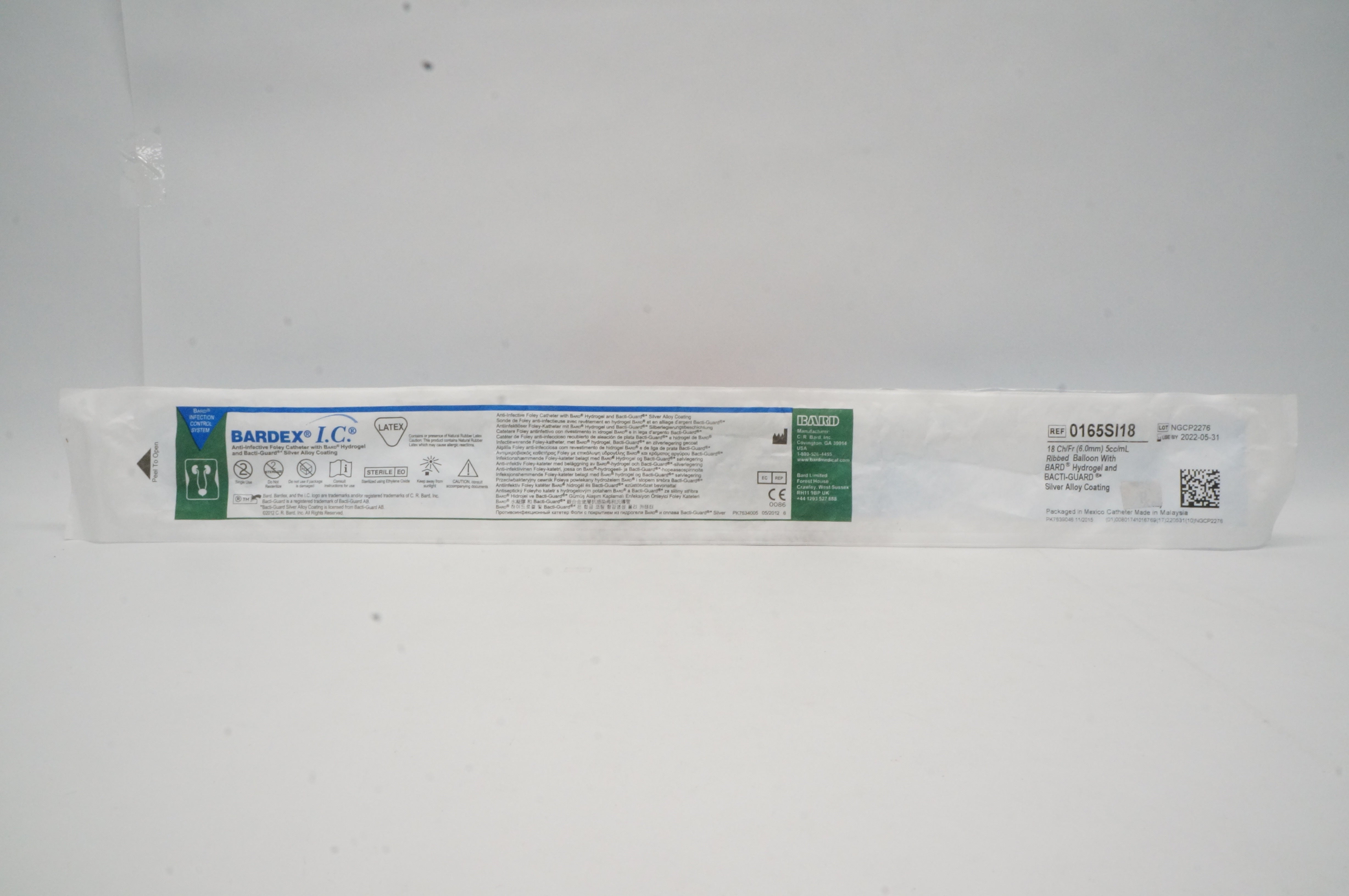 Bard 0165SI18 Bardex I.C. Anti-Infective Foley Cath. 18Ch/Fr 5cc/mL Balloon (x)