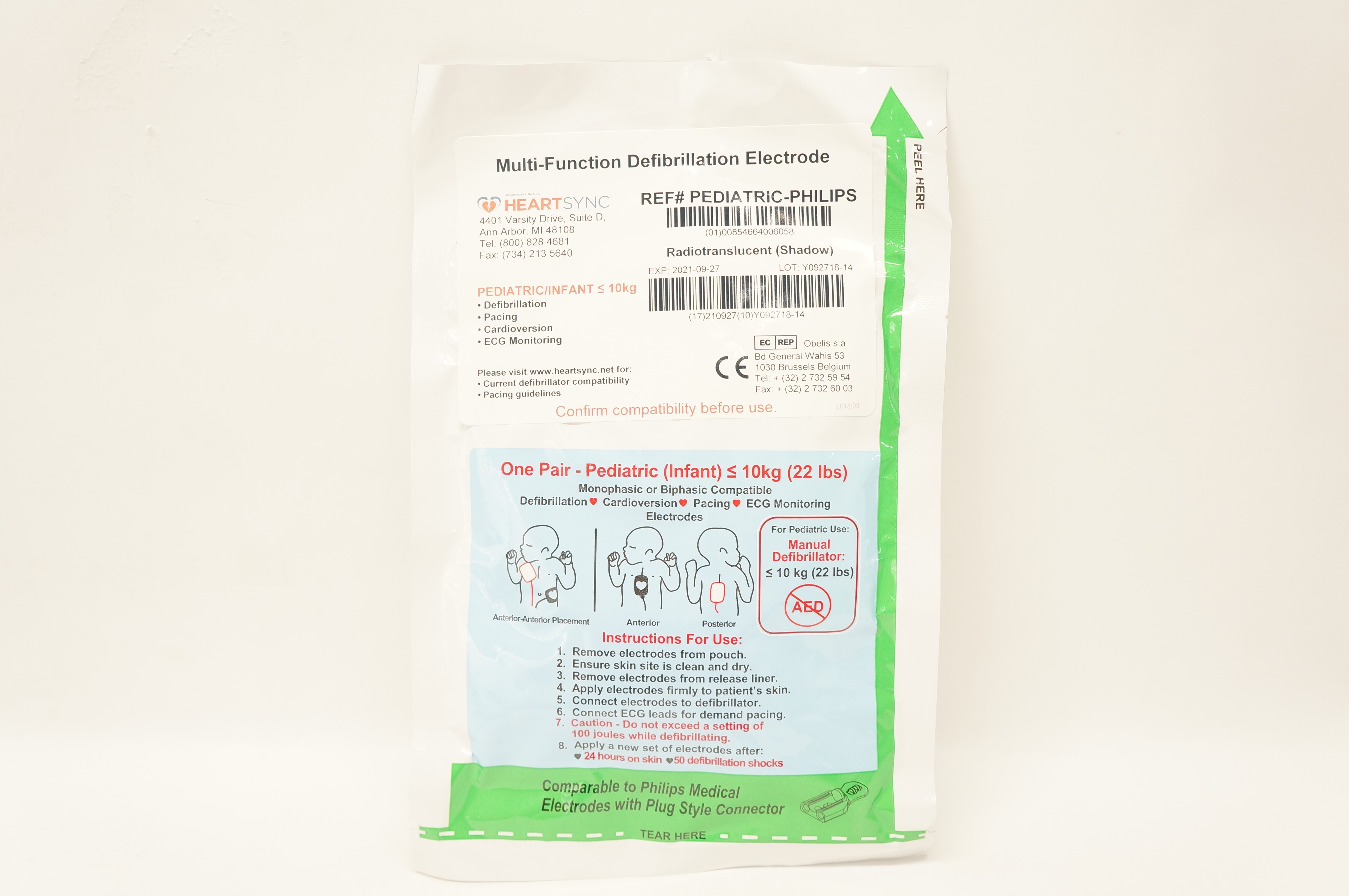 HeartSync PEDIATRIC-PHILIPS Multi-Function Defibrillation Electrode, ≤22 lbs (x)