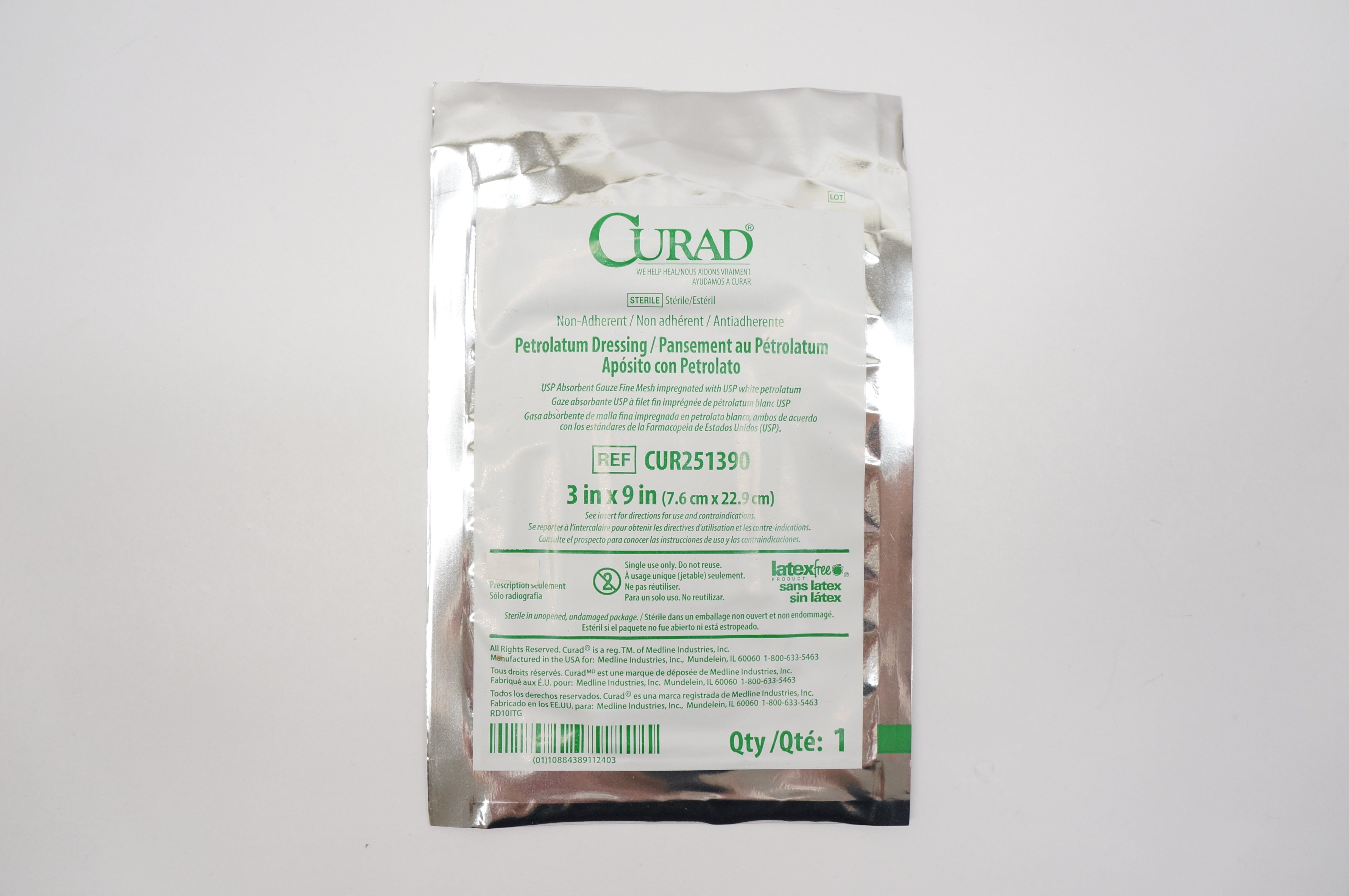 Curad CUR251390 Petrolatum Dressing 3inch x 9inch (7.6cm x 22.9cm) (x)