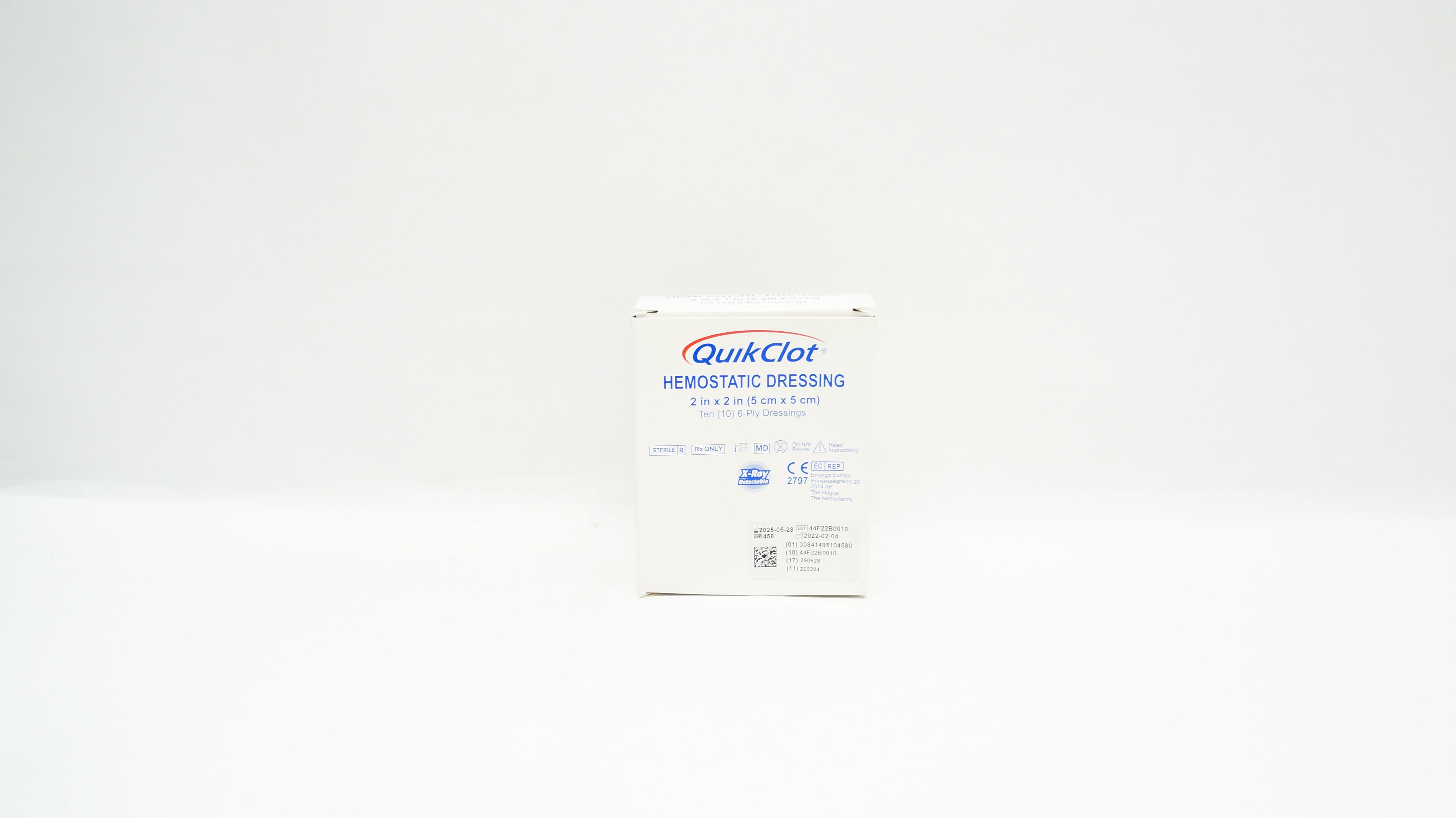 Z-Medical 458 QuikClot Hemostatic Dressing 2inch x 2inch 6-Ply - Box of 10