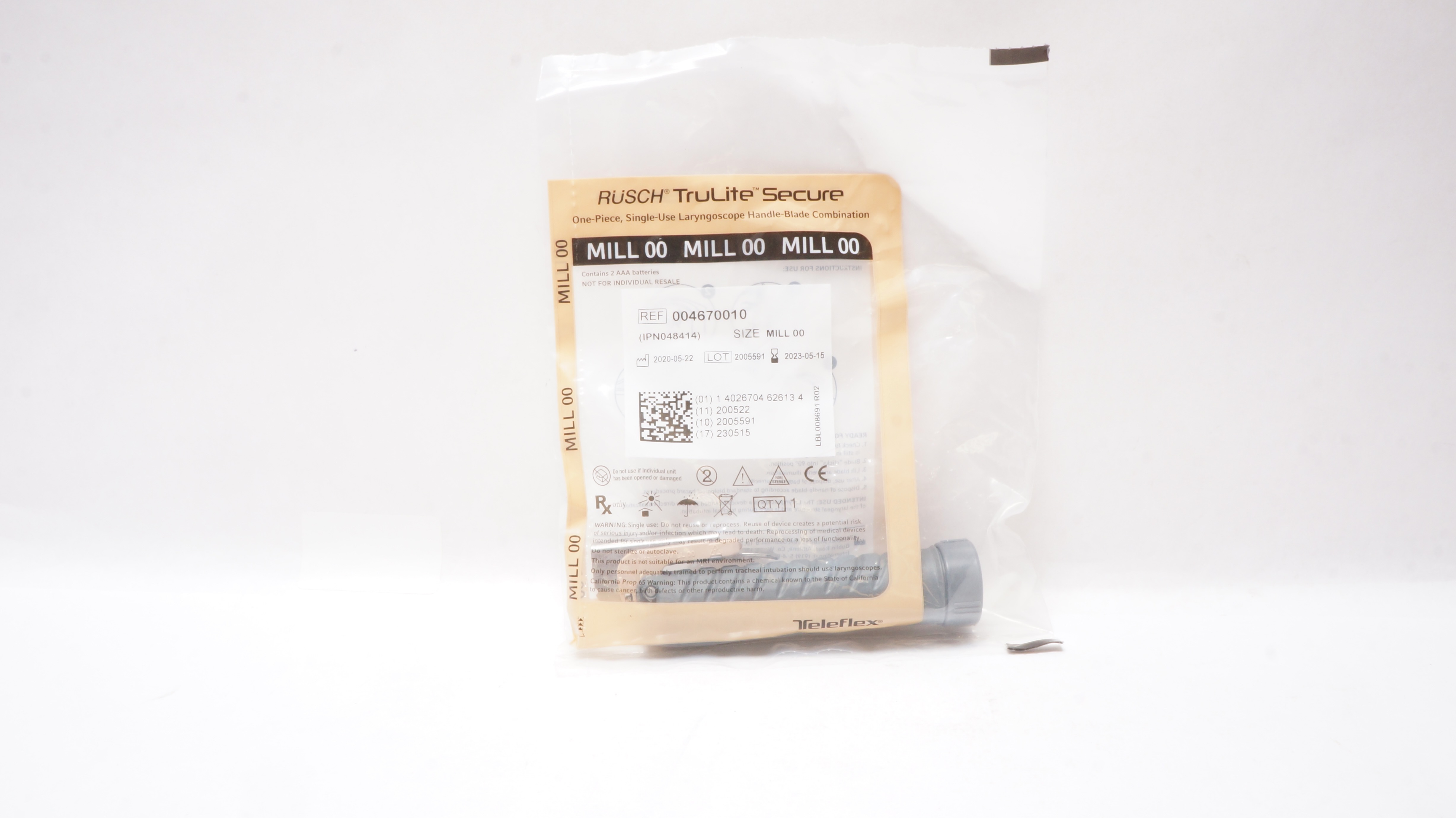 Teleflex 004670010 Rusch TruLite Secure Laryngoscope Handle-Blade MILL ...