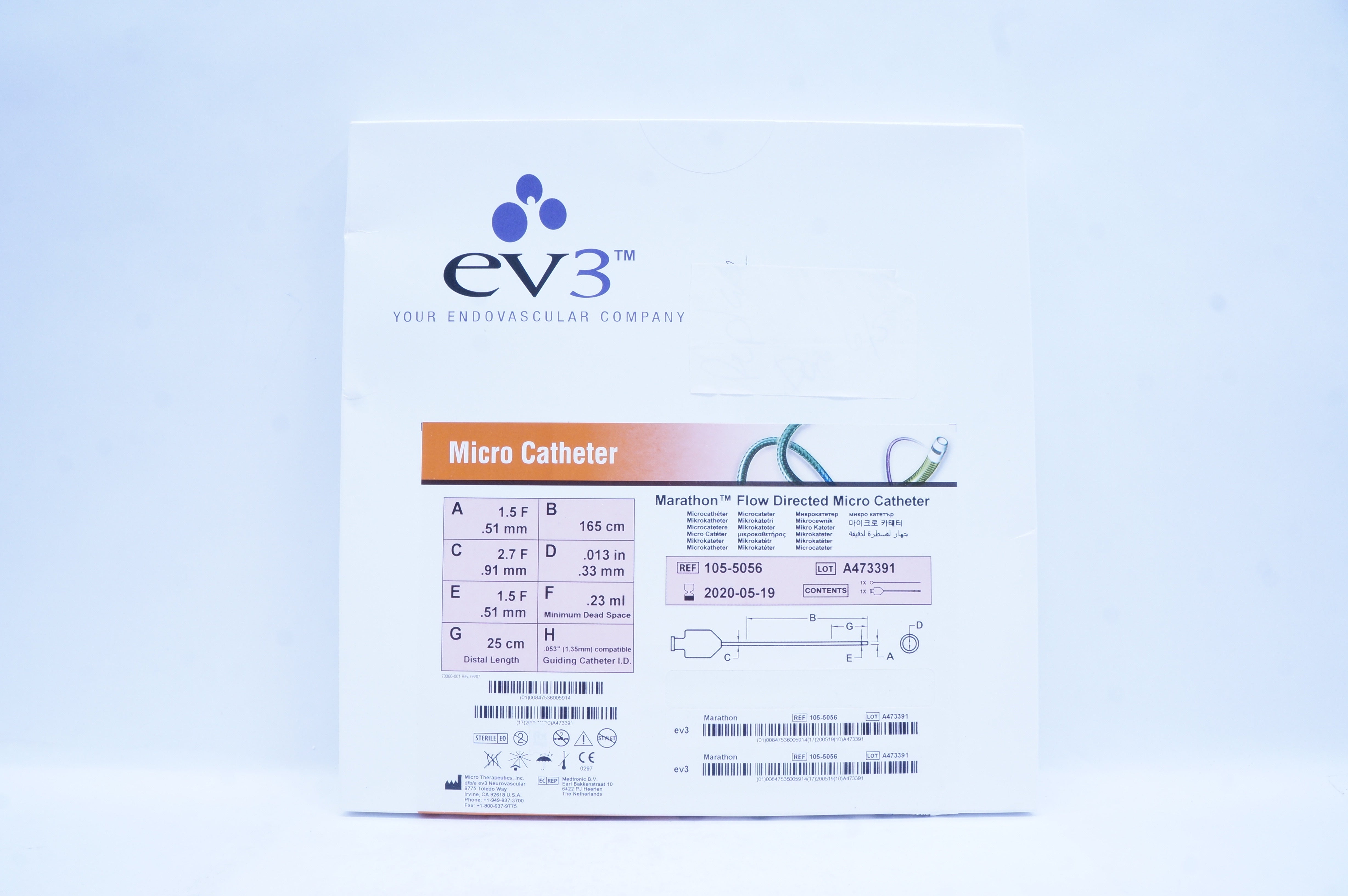 EV3 105-5056 Marathon Flow Directed Micro Cath. 1.5 F x 2.7 F x 165cm (x)