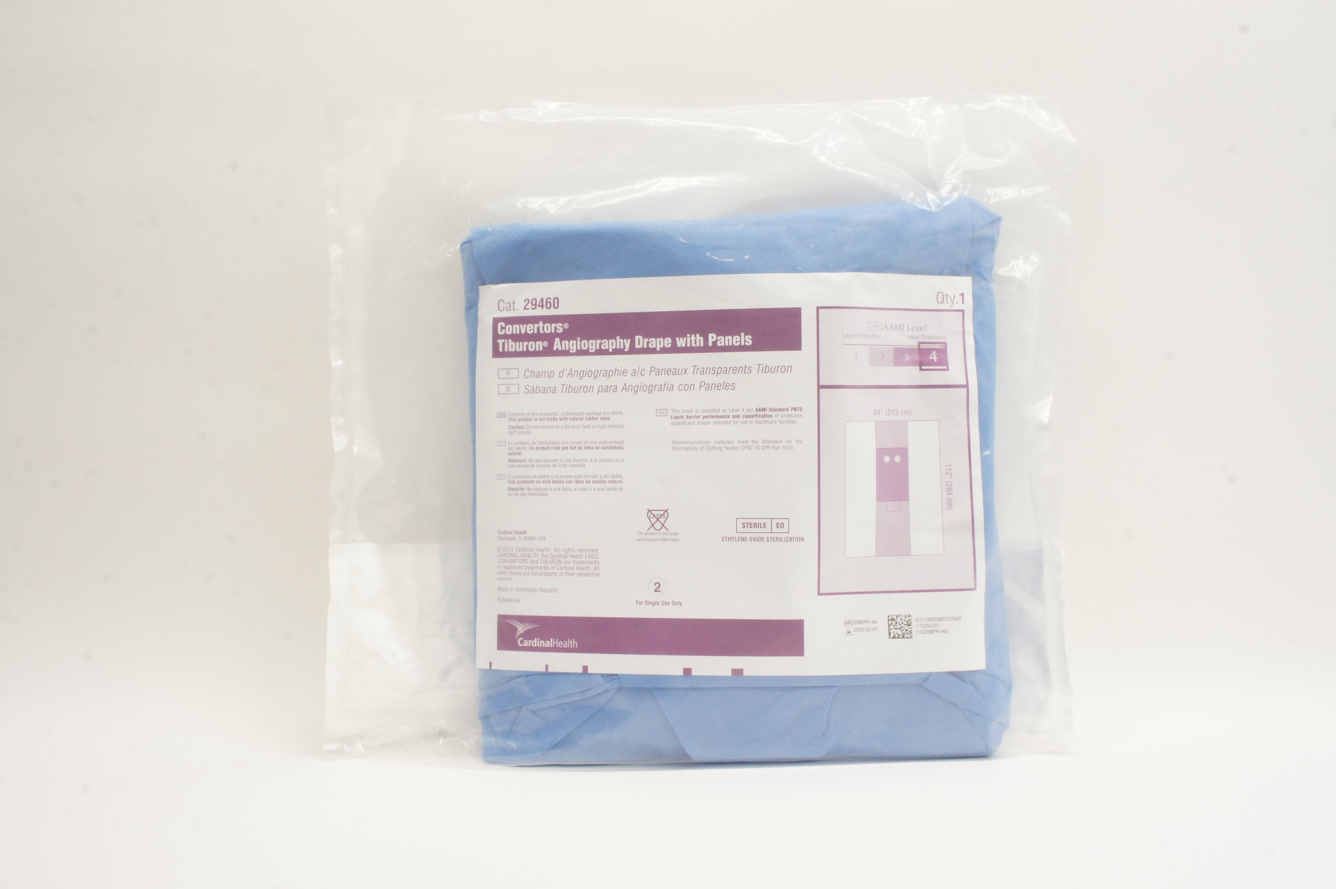 Cardinal Health 29460 Convertors Tiburon Angiography Drape w/Panels 84 x 112inch