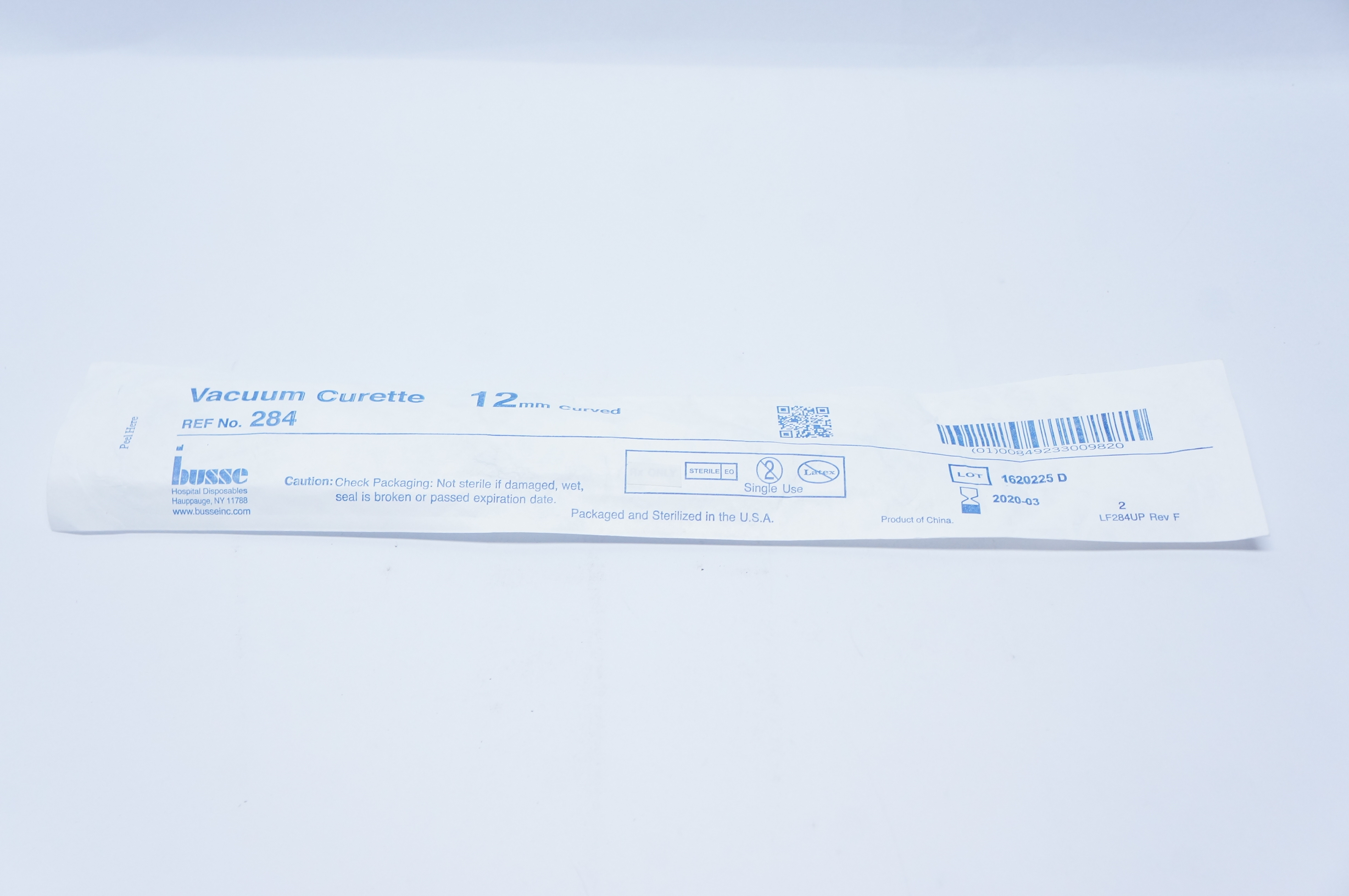 Busse 284 Vacuum Curette 12mm, Curved (x)