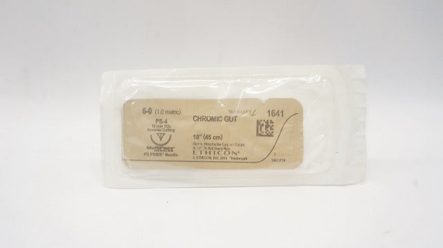 Ethicon 1641 6-0 CHROMIC GUT Surgical Stre PS-4 16mm 1/2 Reverse ...