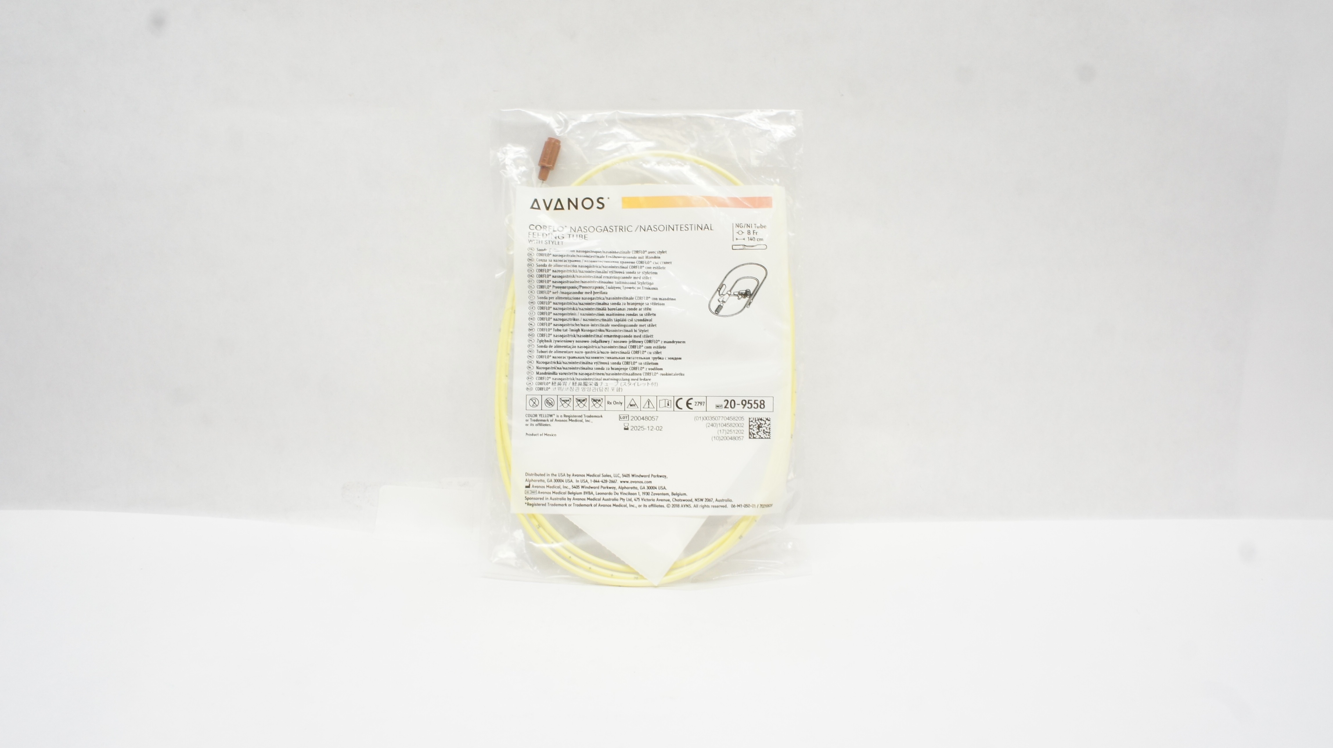 Avanos 20-9558 Nasogastric/Nasointestinal Feeding Tube 8Fr x 140cm