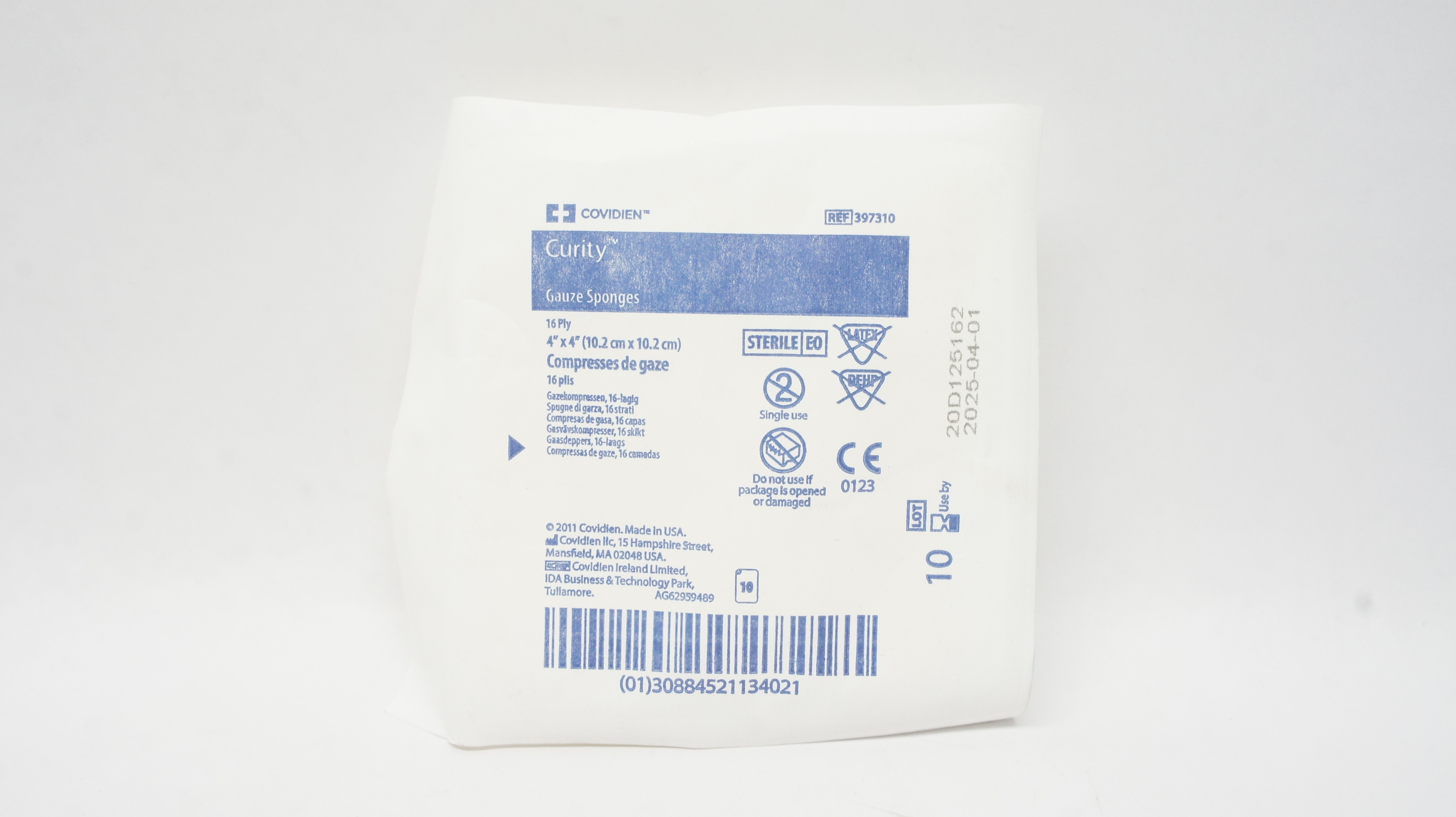 Covidien 397310 Curity Gauze Sponges 16Ply 4 x 4inch - Pack of 10