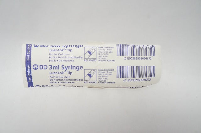 BD 309657 Syringe, Luer-Lok Tip, 3mL (x)
