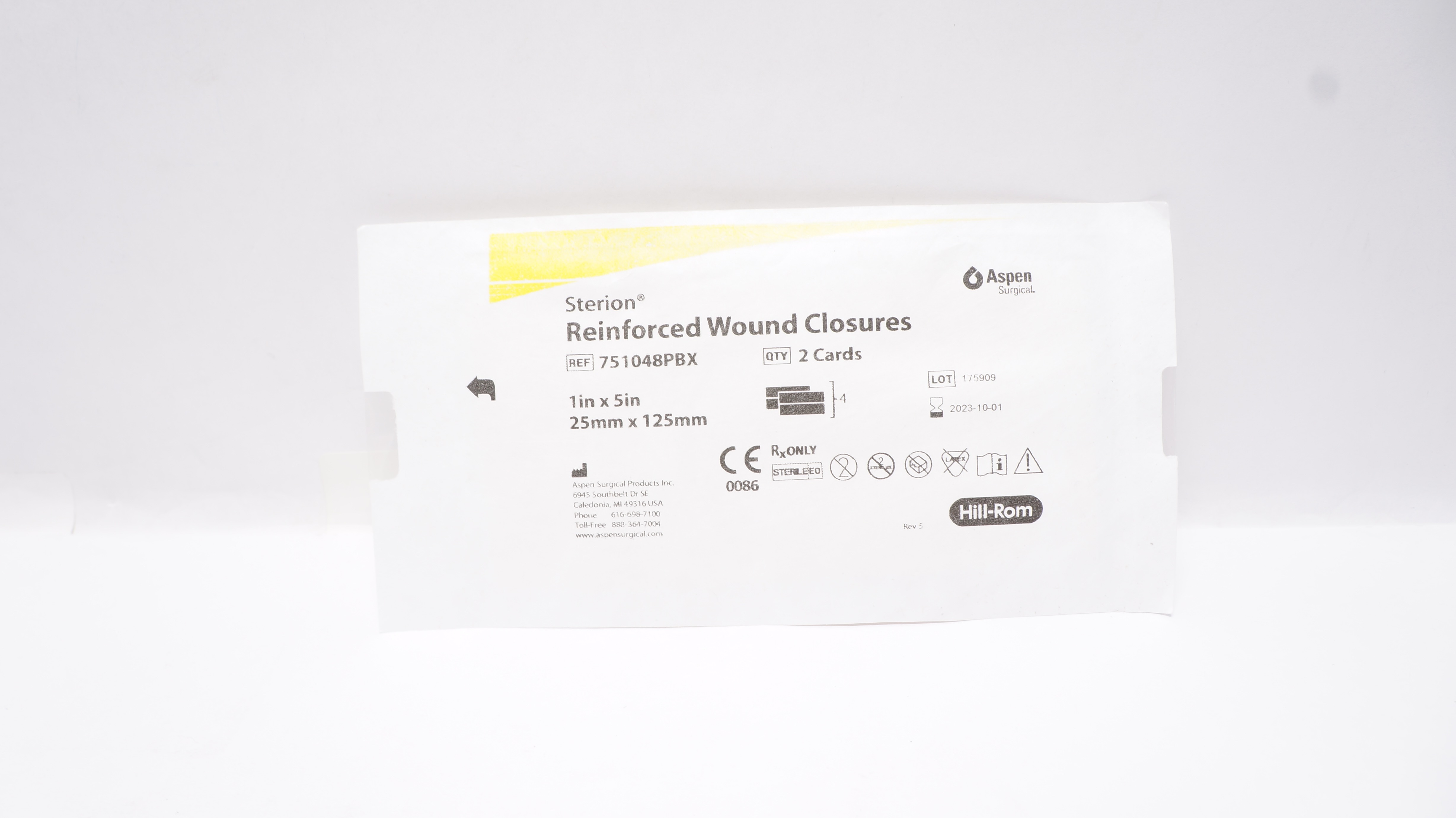 Aspen 751048PBX Sterion Reinforced Wound Closures 1/2 x 5inch (x) - Pack of 2