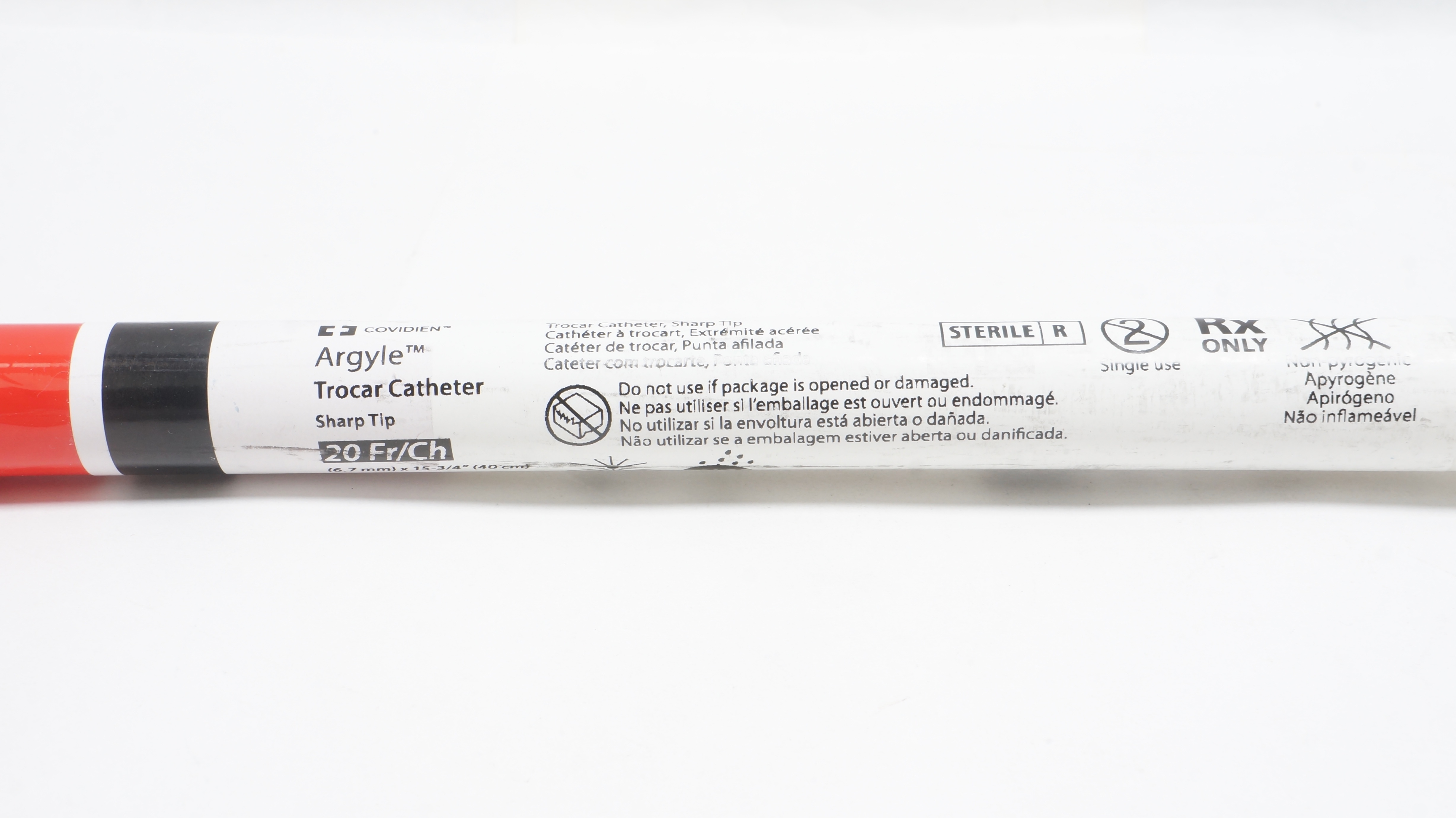 Covidien 8888561043 Argyle Trocar Cath. Sharp Tip 20Fr x 15-3/4 inch