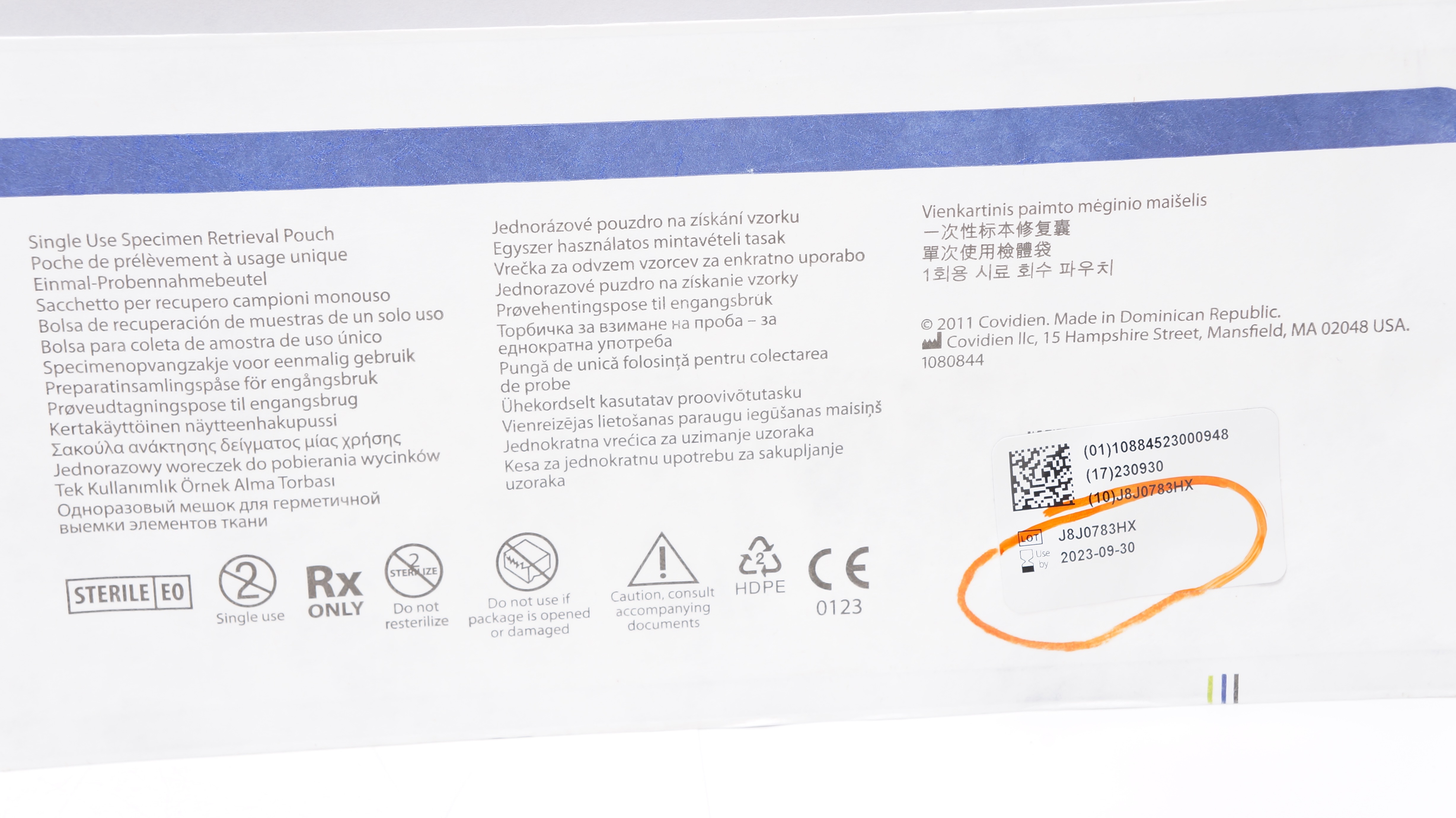 Covidien 173049 Endo Catch II Auto Suture Specimen Retrieval Pouch