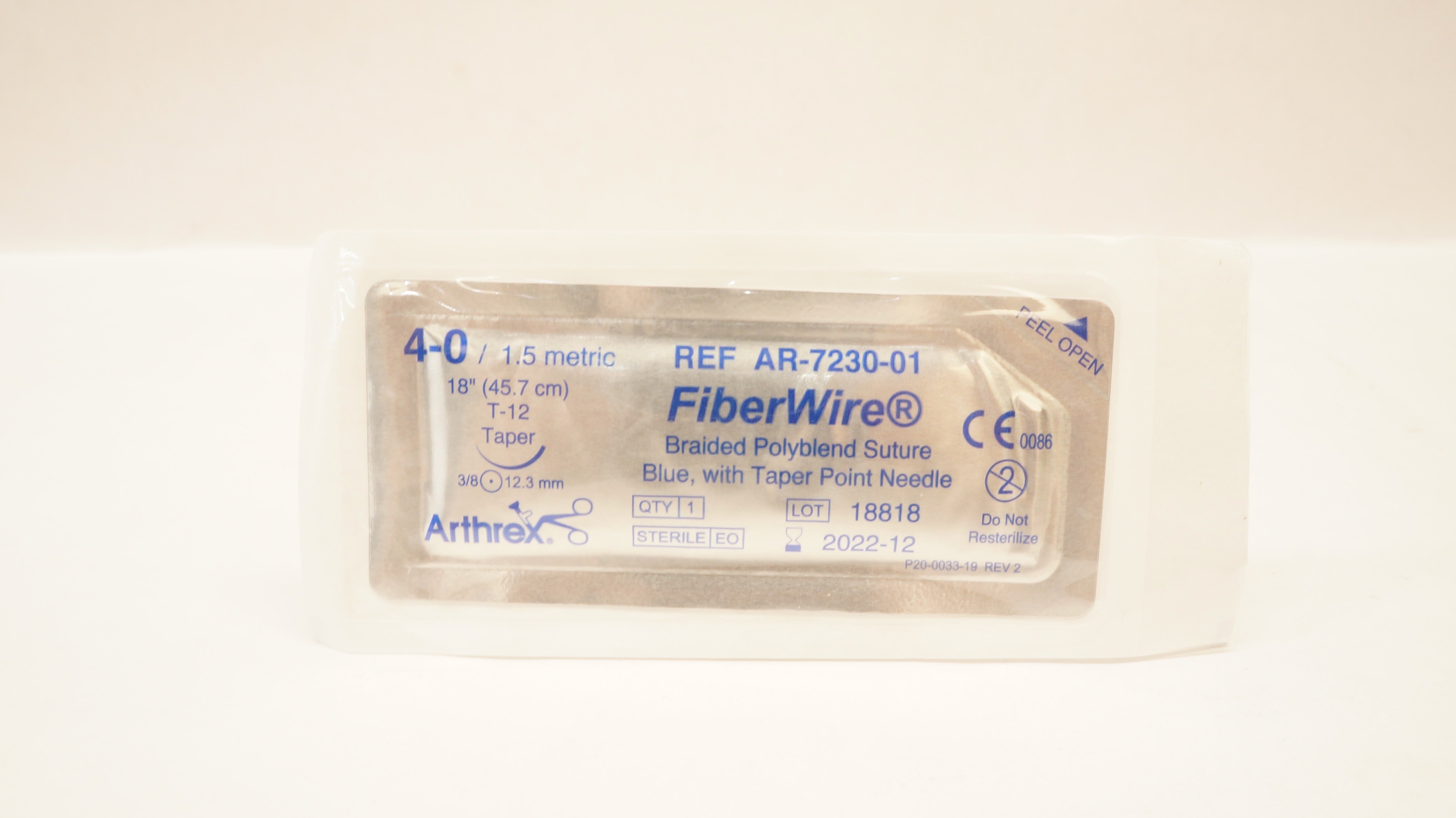 Arthrex AR-7230-01 4-0 FiberWire Braided Stre T-12 12.3mm 3/8 Taper, 18inch (x)