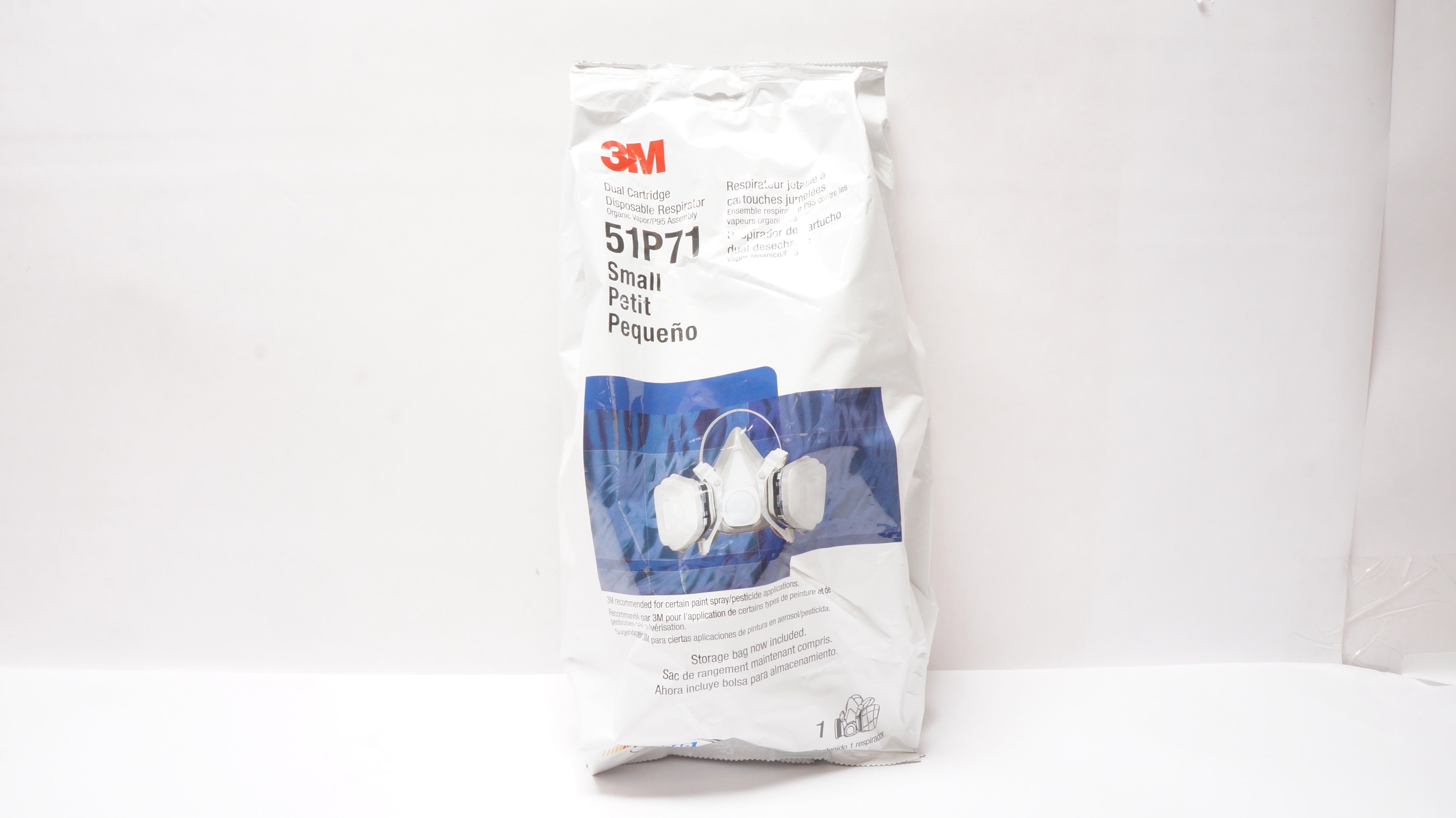 3M 51P71 Dual Cartridge Disposable Respirator, Small