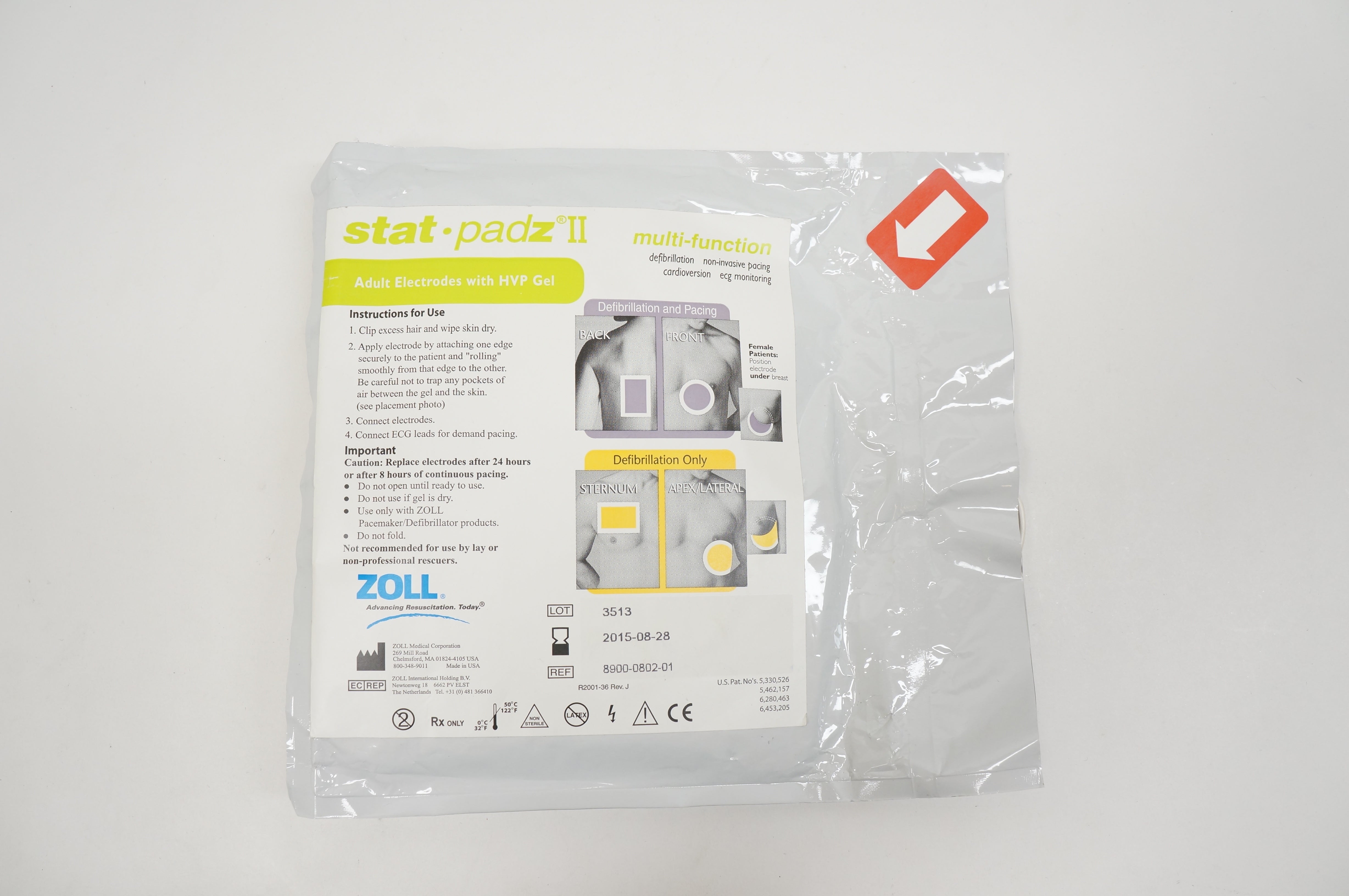 Zoll 8900-0802-01 Stat Padz II Adult Electrodes with HVP Gel (x)