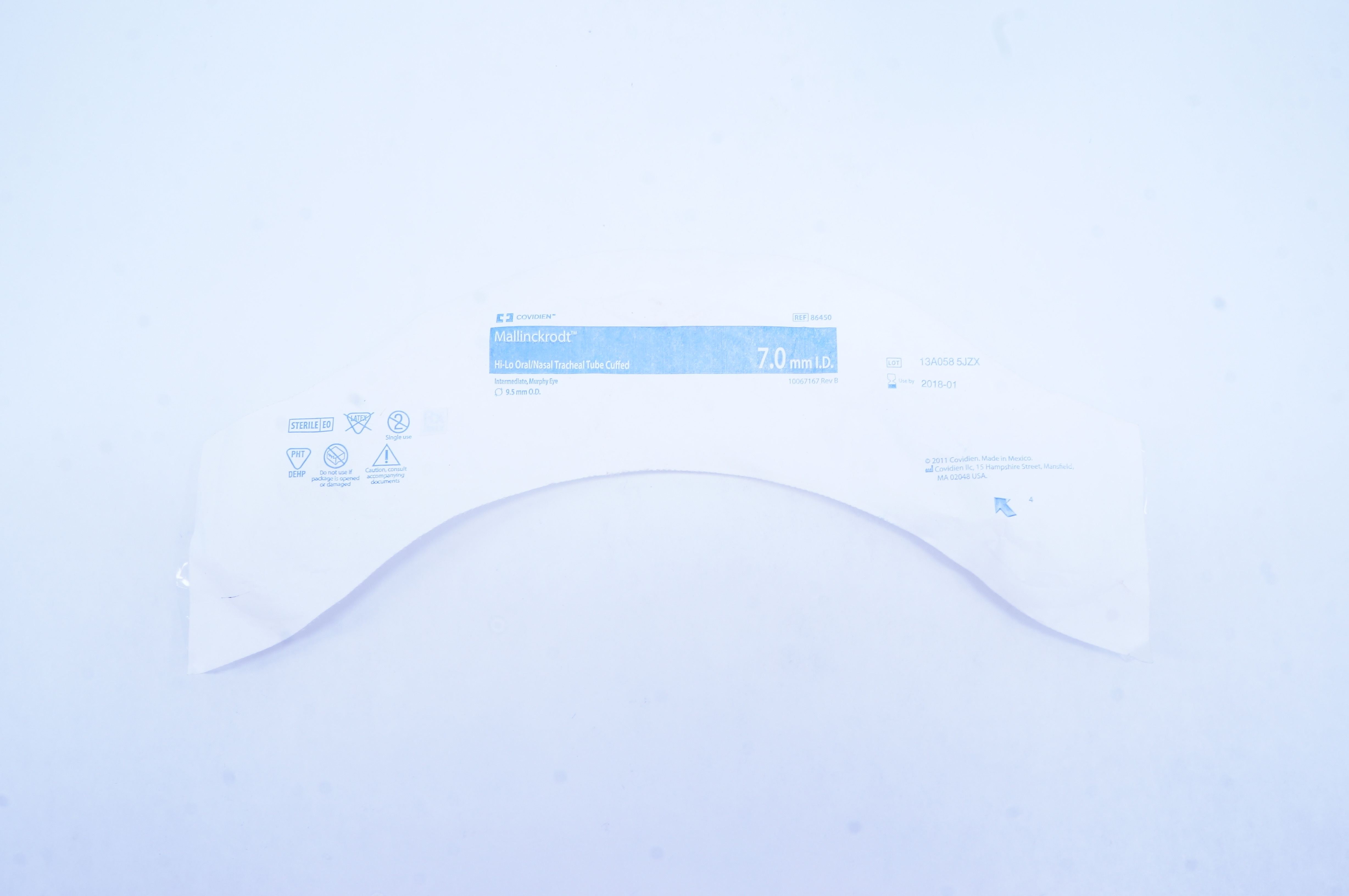 Covidien 86450 Hi-Lo Oral/Nazal Tracheal Tube Cuffed 7.0mm ID 9.5mm OD (x)