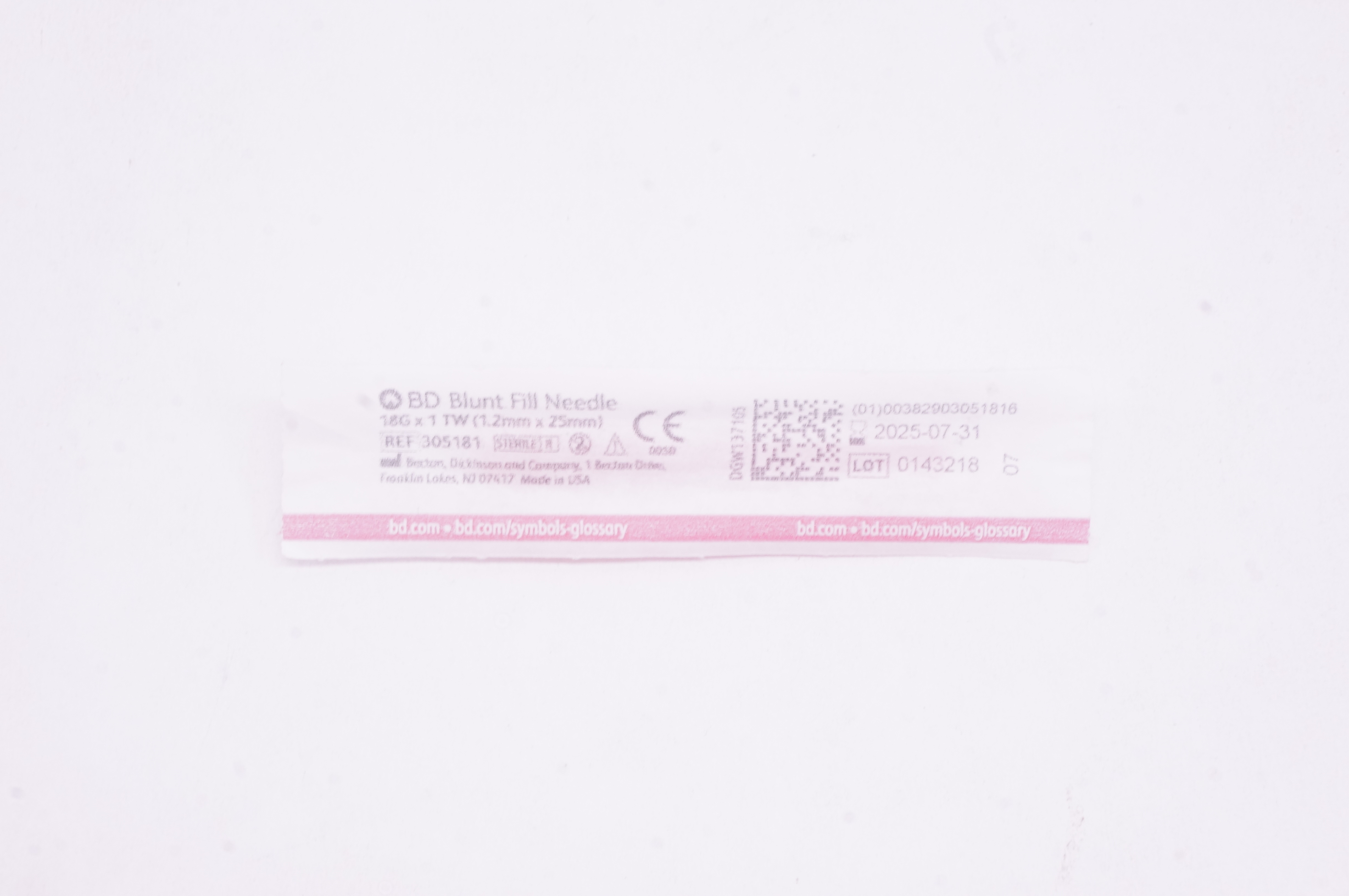 BD 305181 Blunt Fill Ndle. 18G x 1 TW