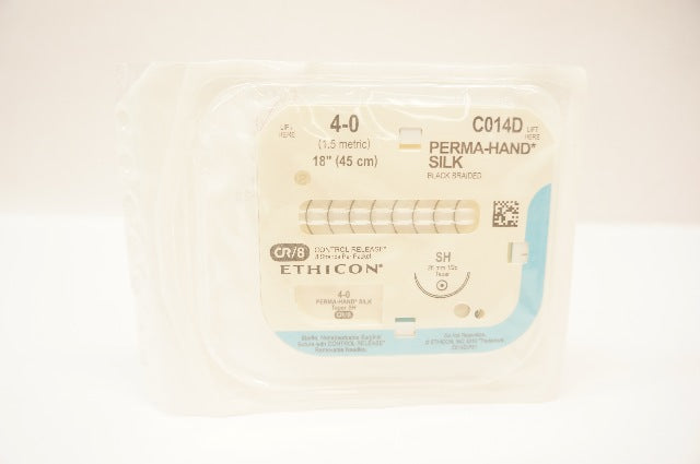 C013d Ethicon C014D 4-0 Perma-Hand Silk Surgical Stre SH 26mm 1/2c Taper, 18 inch