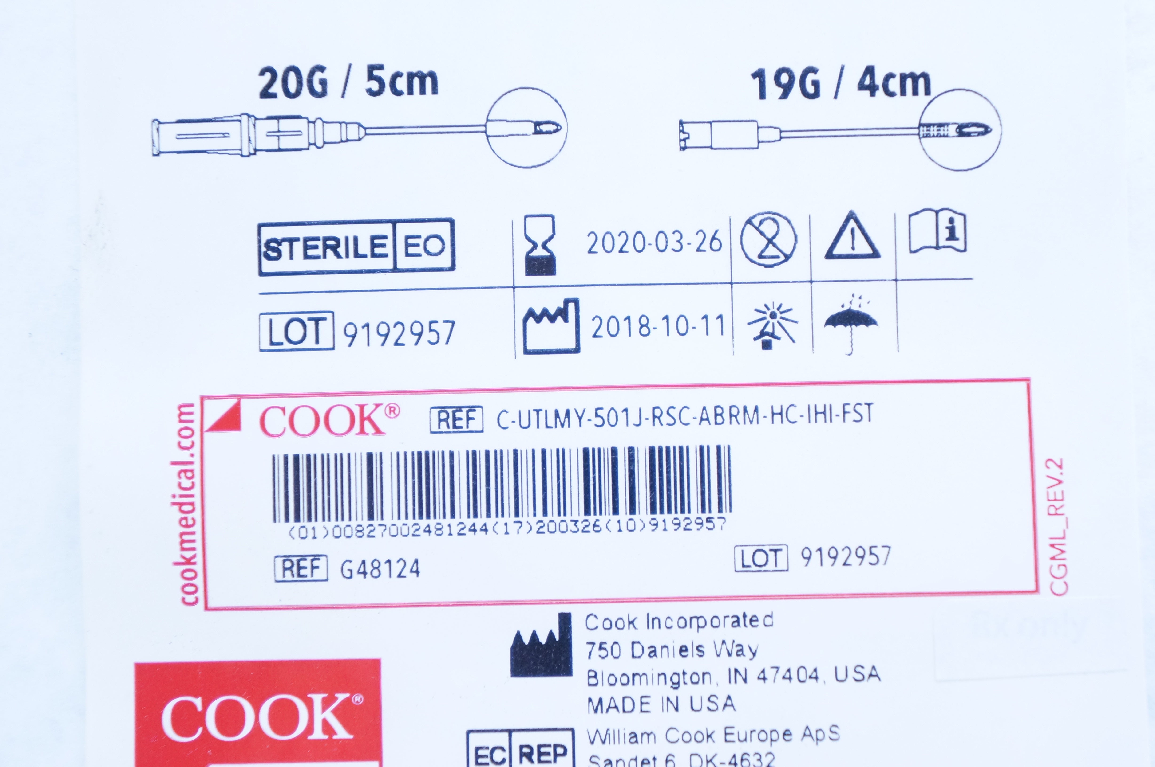Cook Medical G48124 Spectrum Central Venous Cath. Tray 5Fr x 12cm (x)