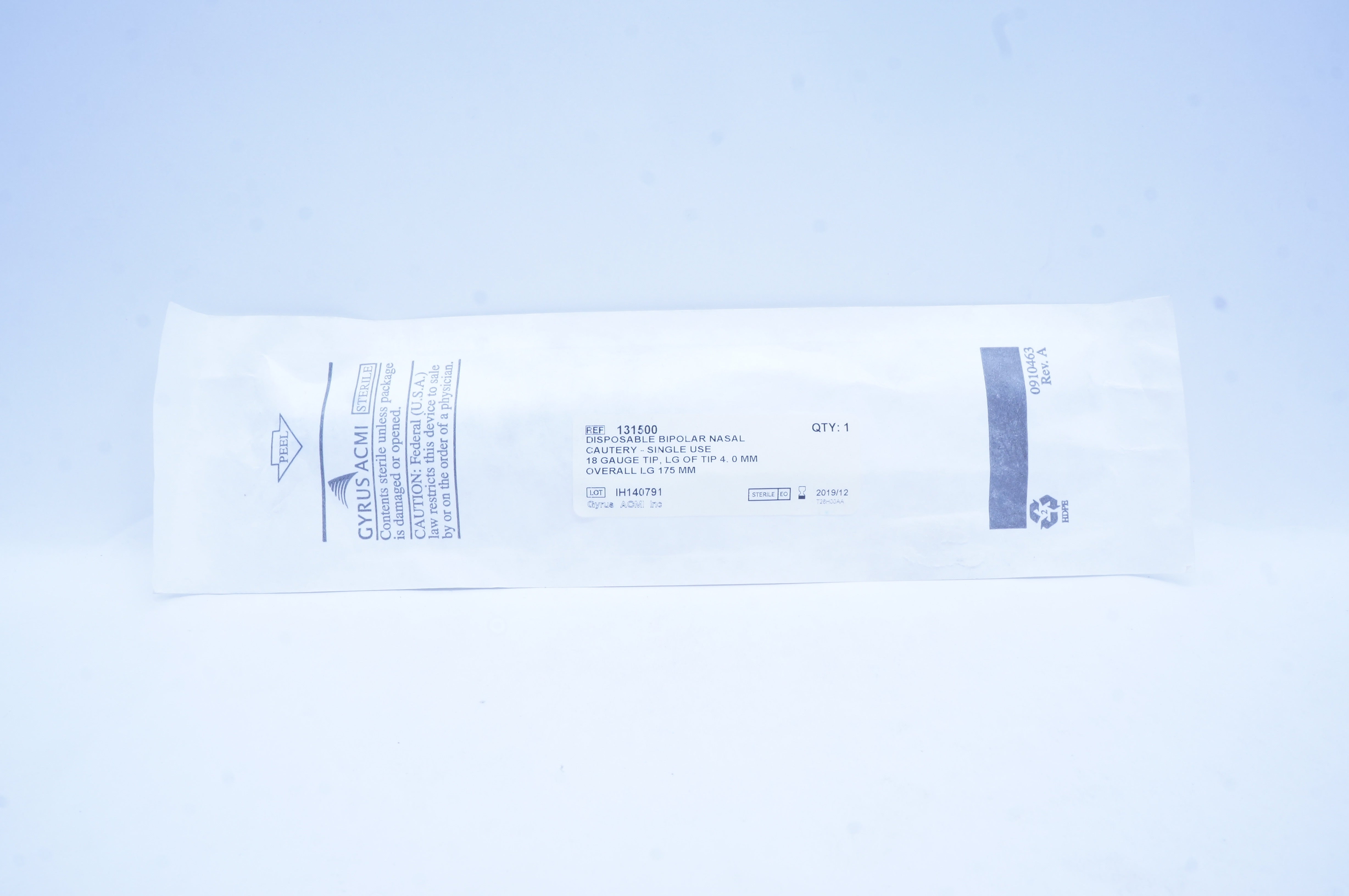 Gyrus ACMI 131500 Bipolar Nasal Cautery, Sinlge Use, 18Gauge Tip, 175mm (x)