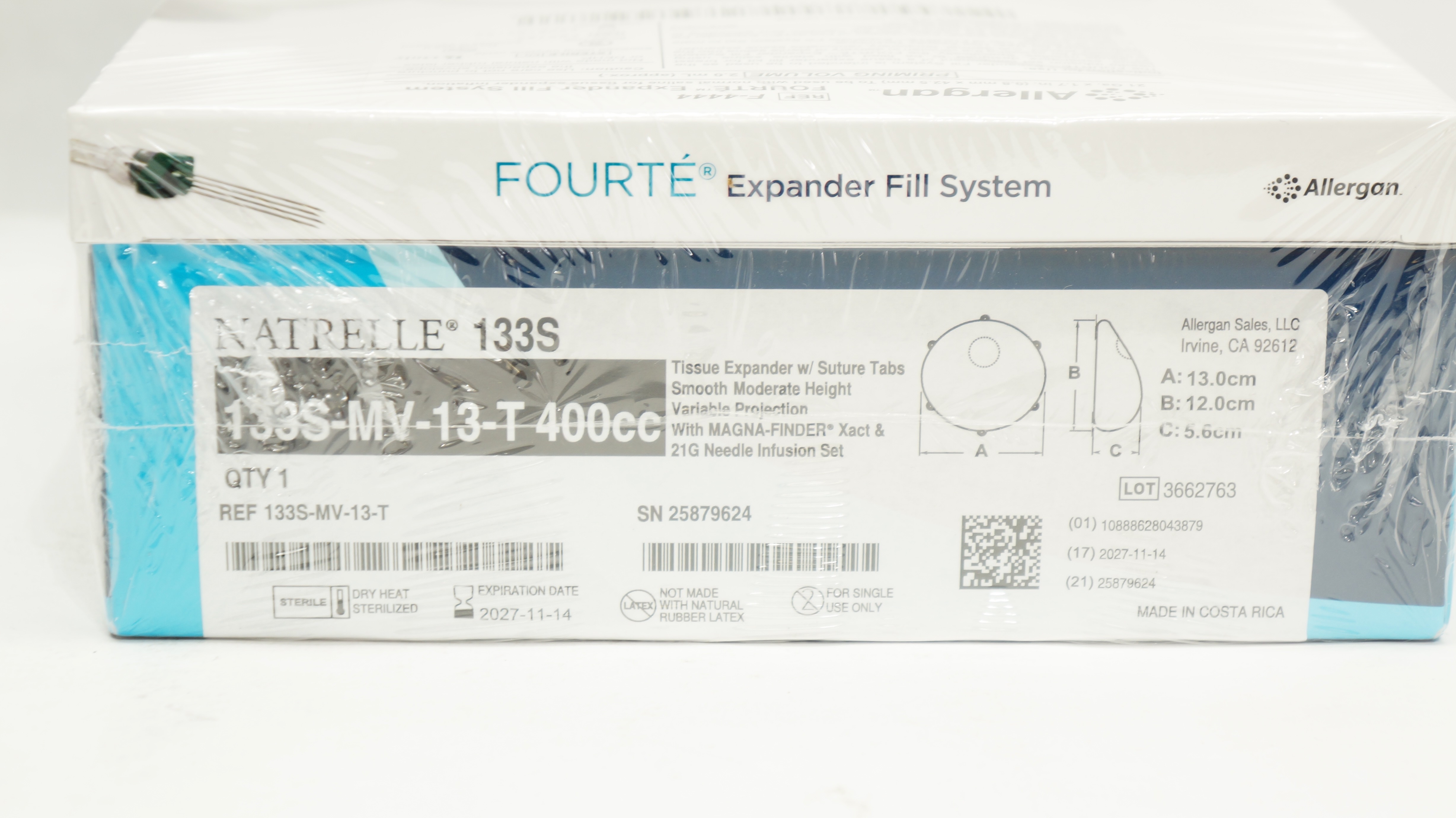 Allergan 133SMV13T Natrelle Smooth Tissue Expander 13.0 x 12.0 x 5.6cm