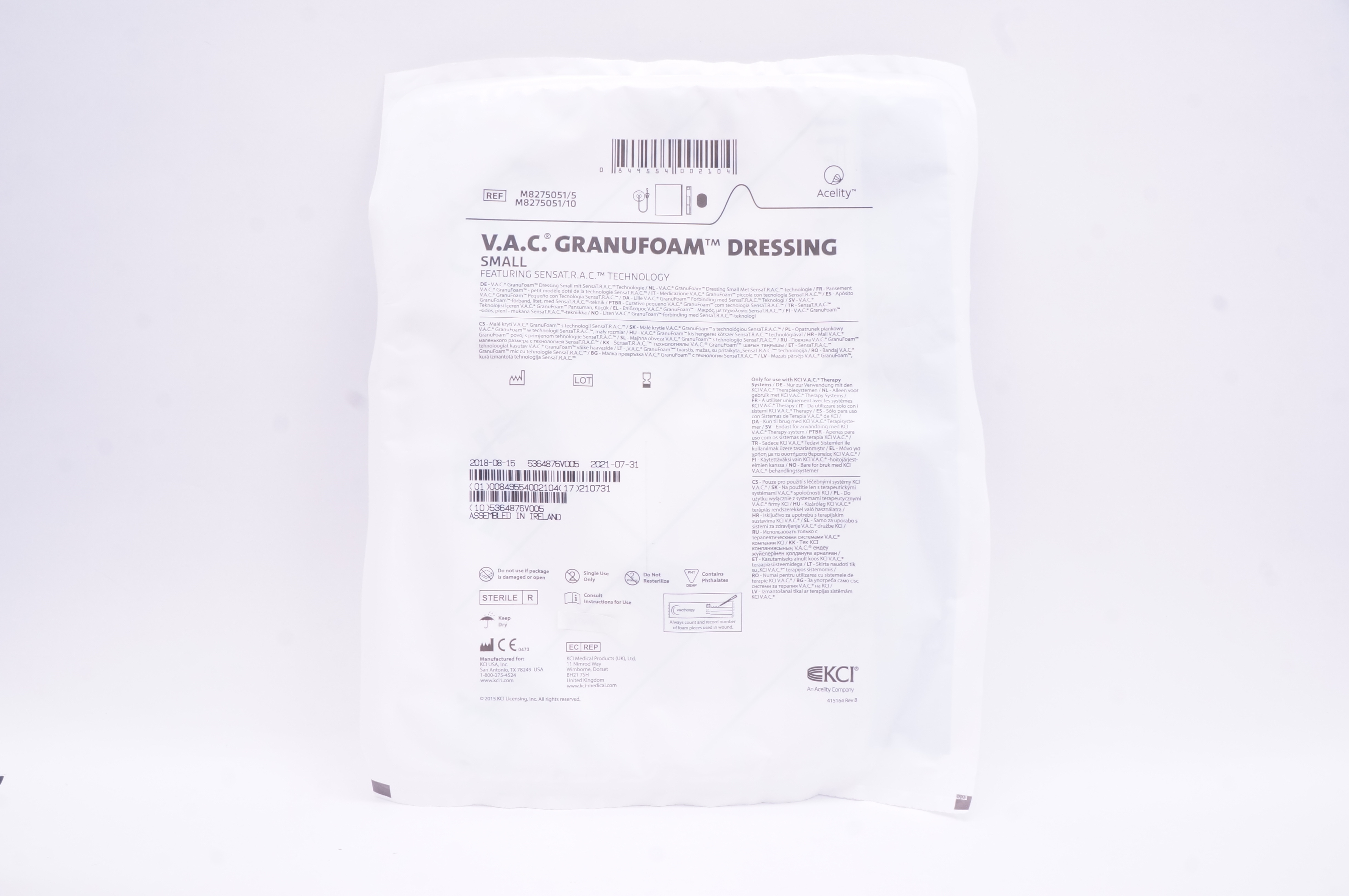 KCI M6275034/10 V.A.C. Whitefoam Dressing, Large (x)