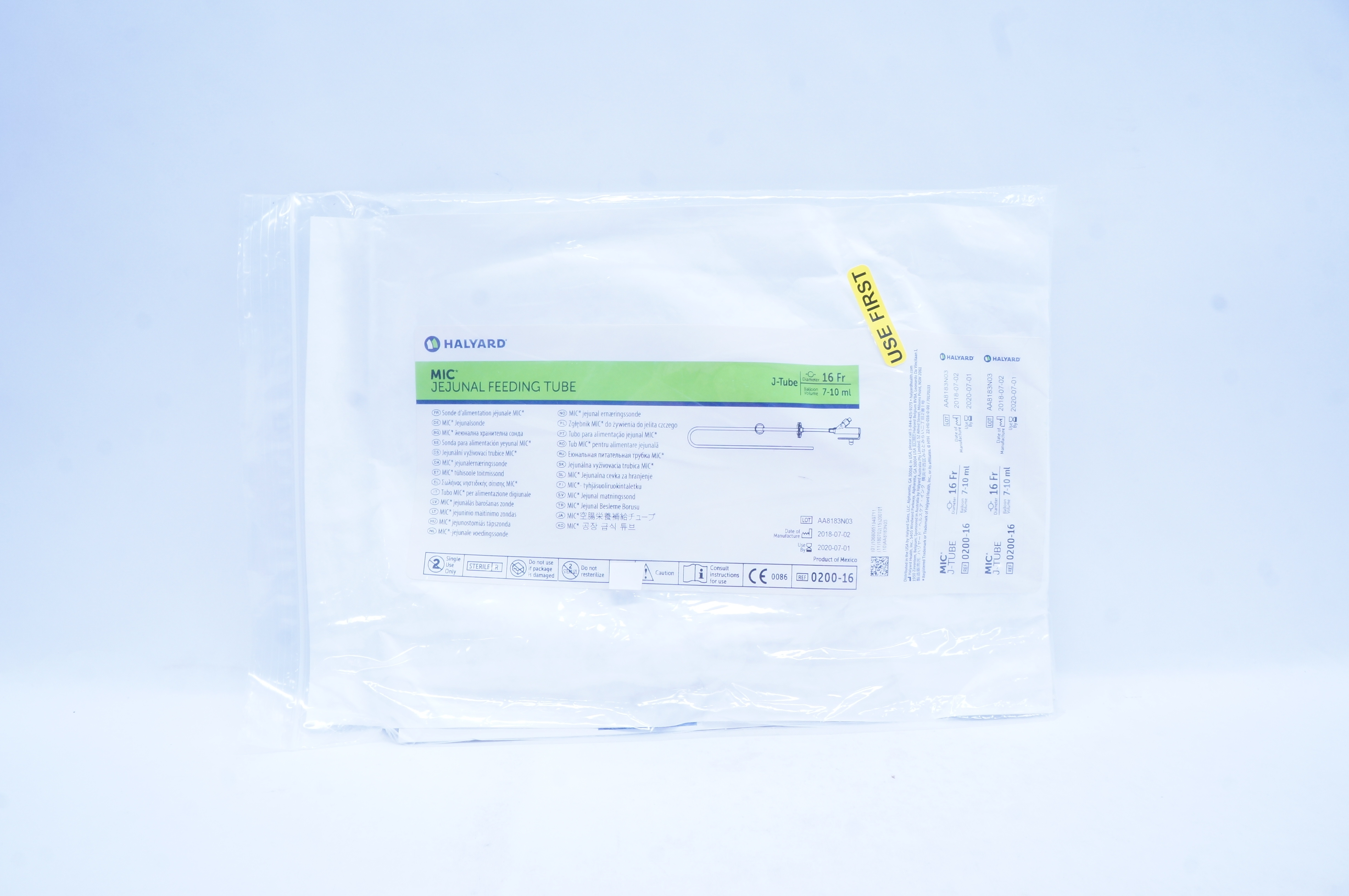 Halyard 0200-16 MIC Jejunal Feeding Tube 16Fr, 7-10ml (x)