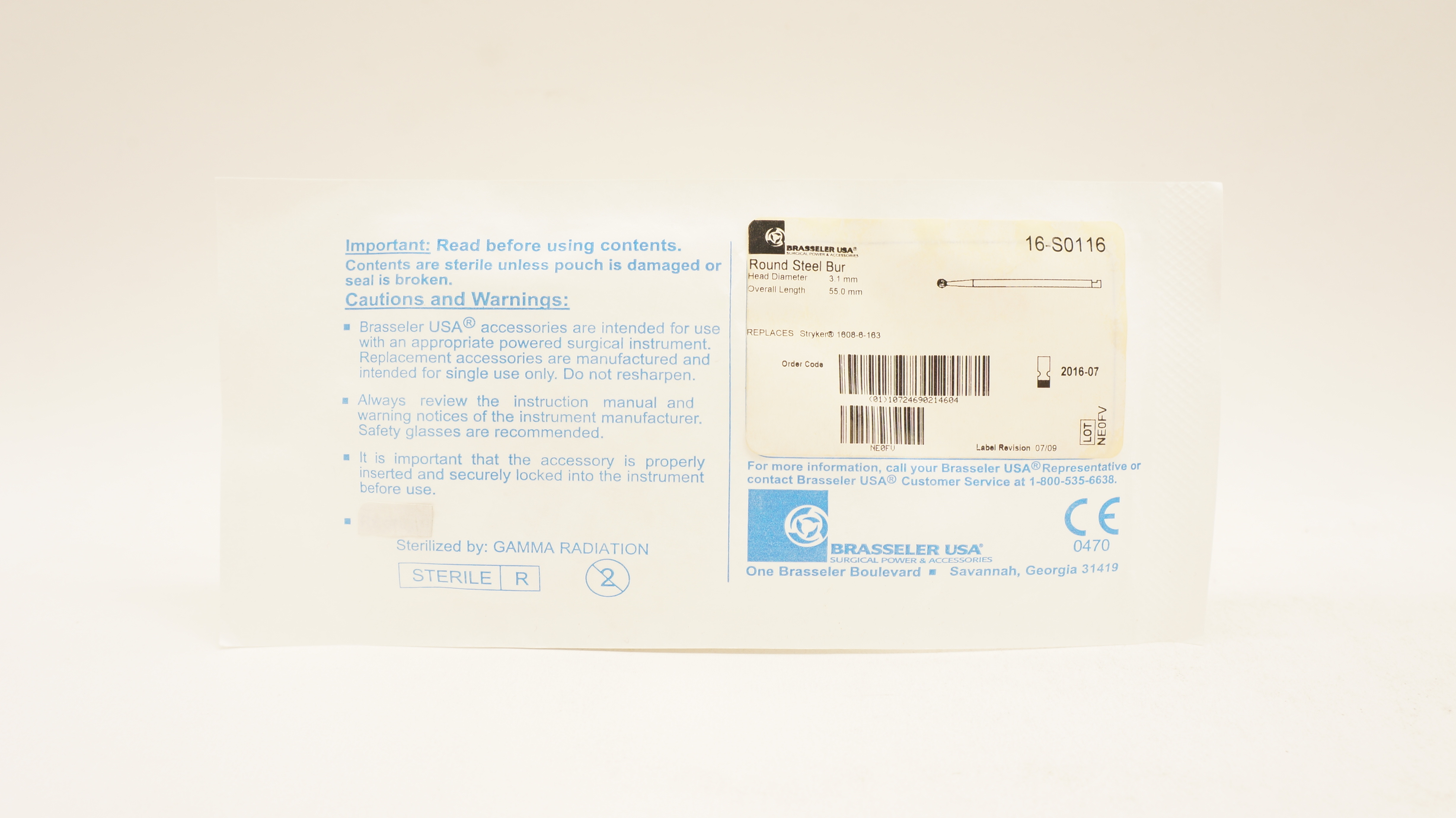 Brasseler 16-S0116 Round Steel Bur (x)