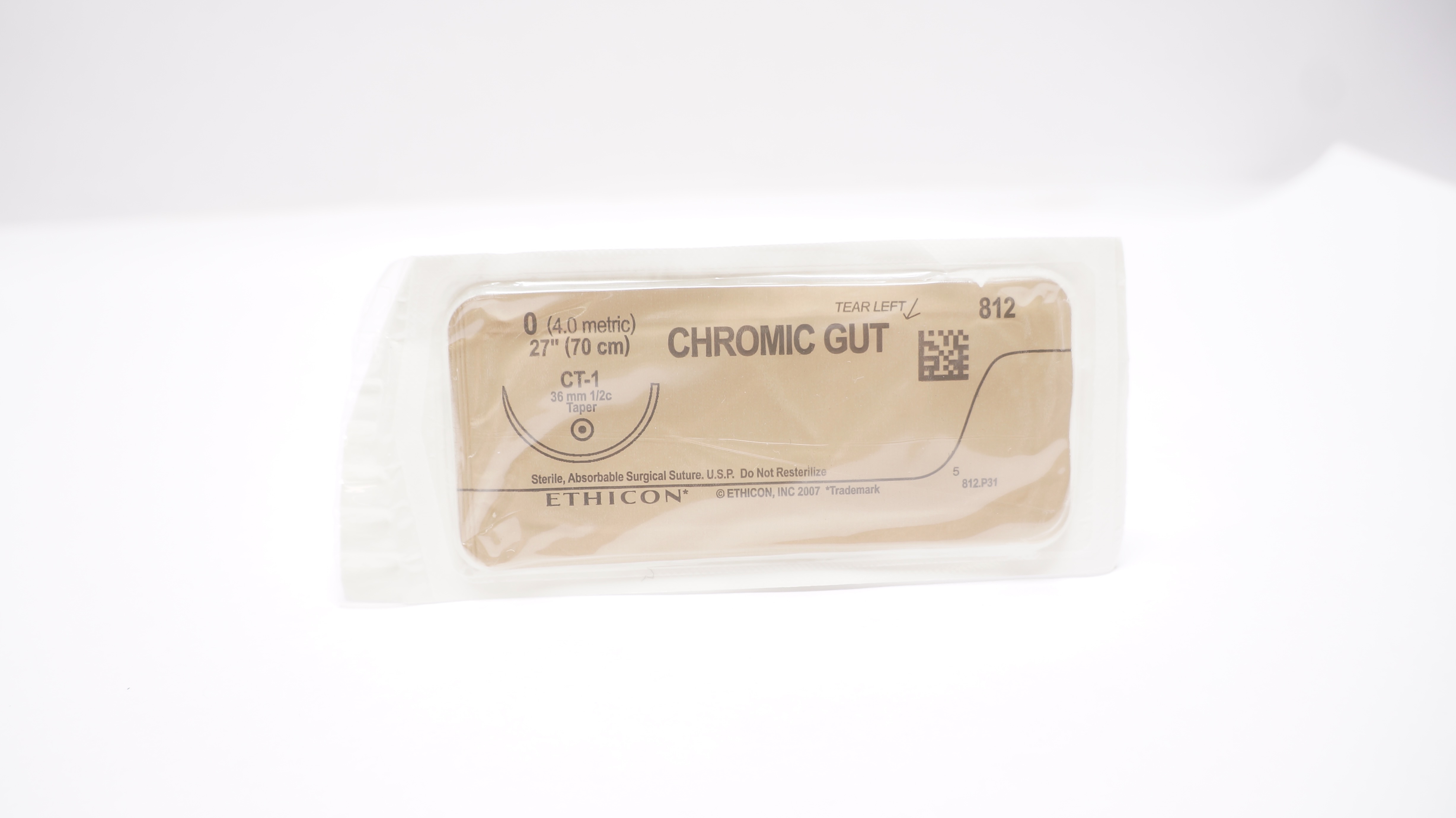 Ethicon 812 0 CHROMIC GUT, CT-1, 36mm 1/2c Taper, 27inch (x)