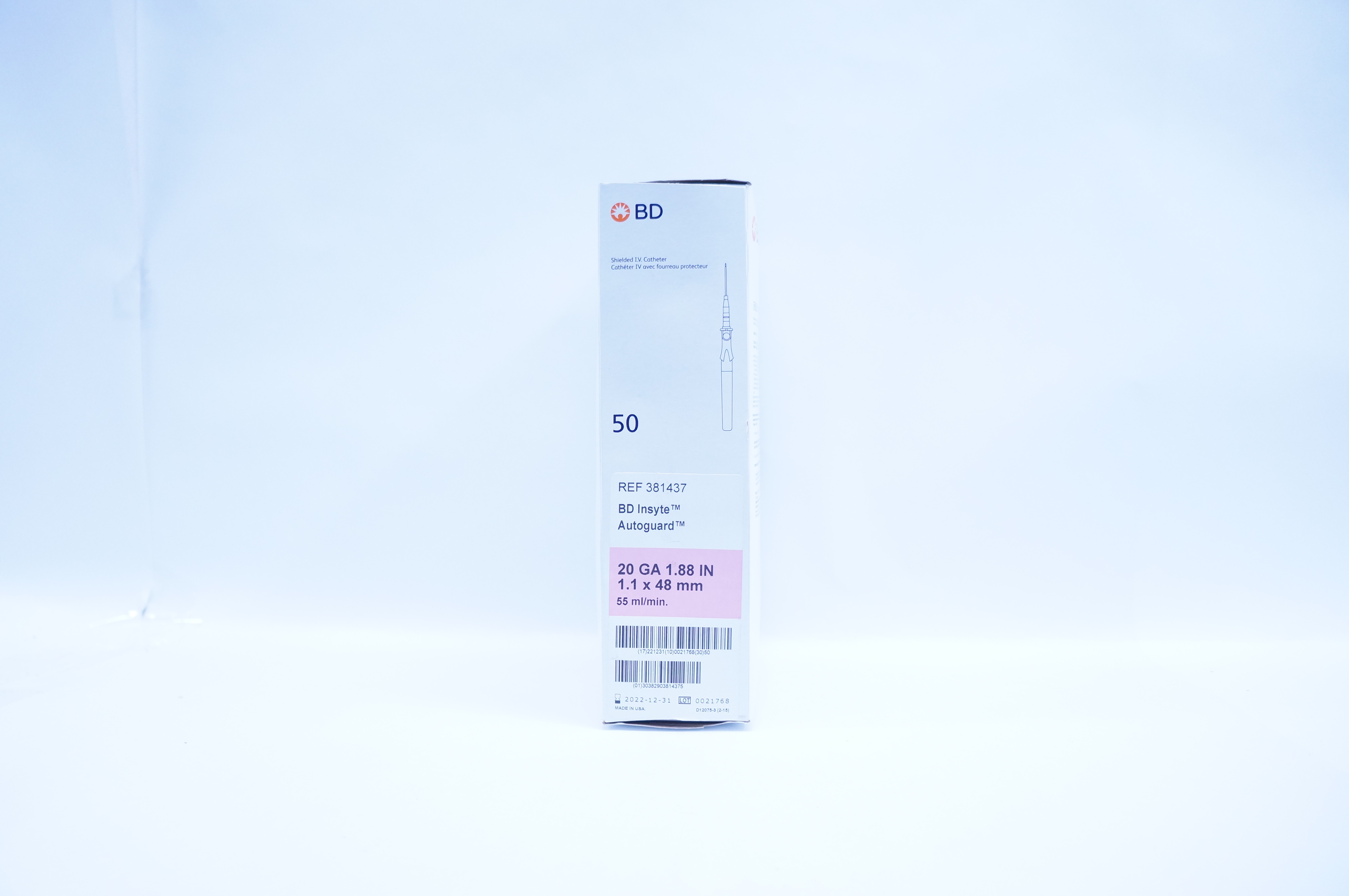 BD 381437 Insyte Autoguard Shielded IV Cath. 20Ga x 1.88inch ~ Box of 50