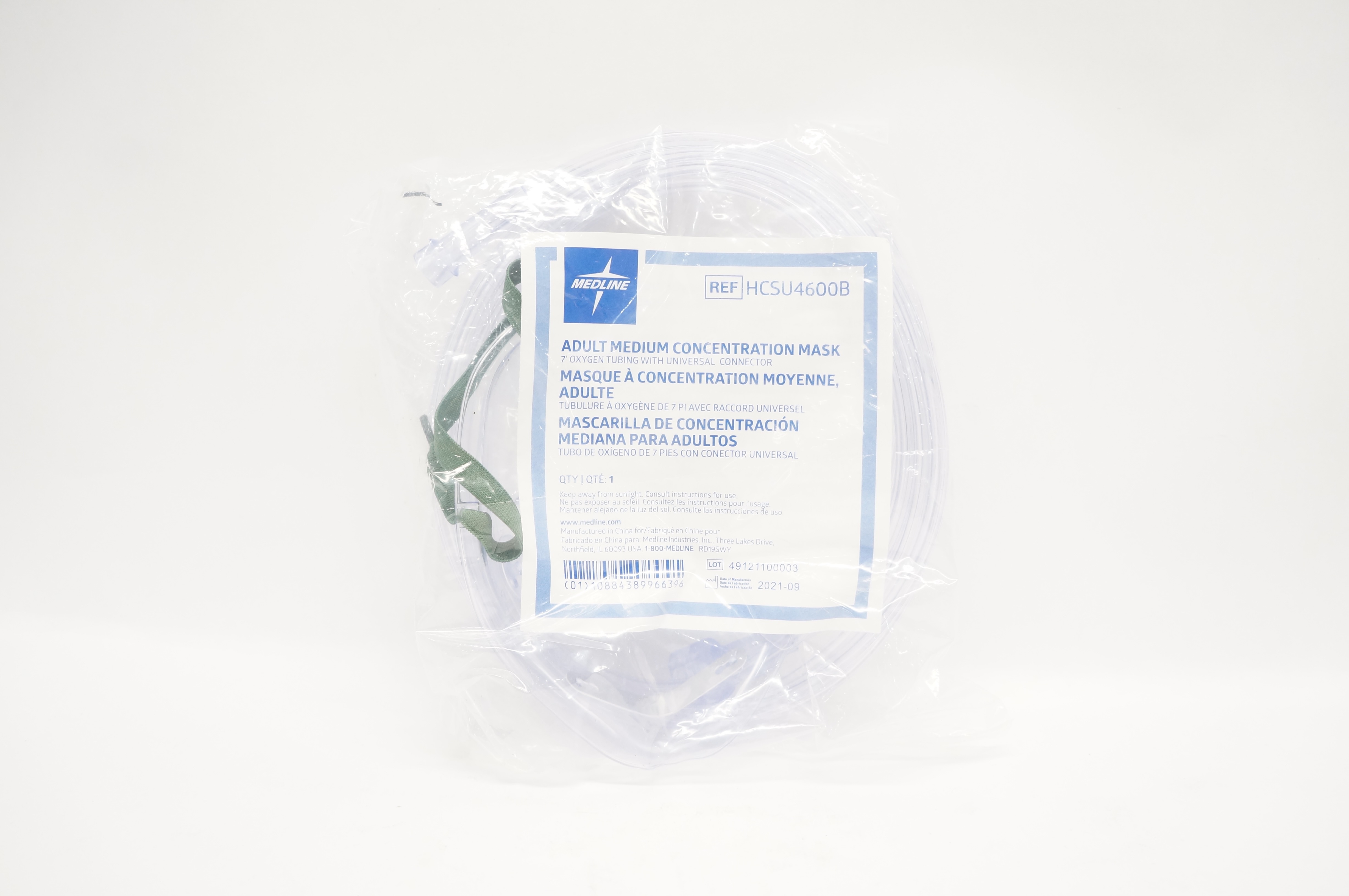 Medline HCSU4600B Adult Medium Concentration Oxygen Mask W/ Oxygen ...