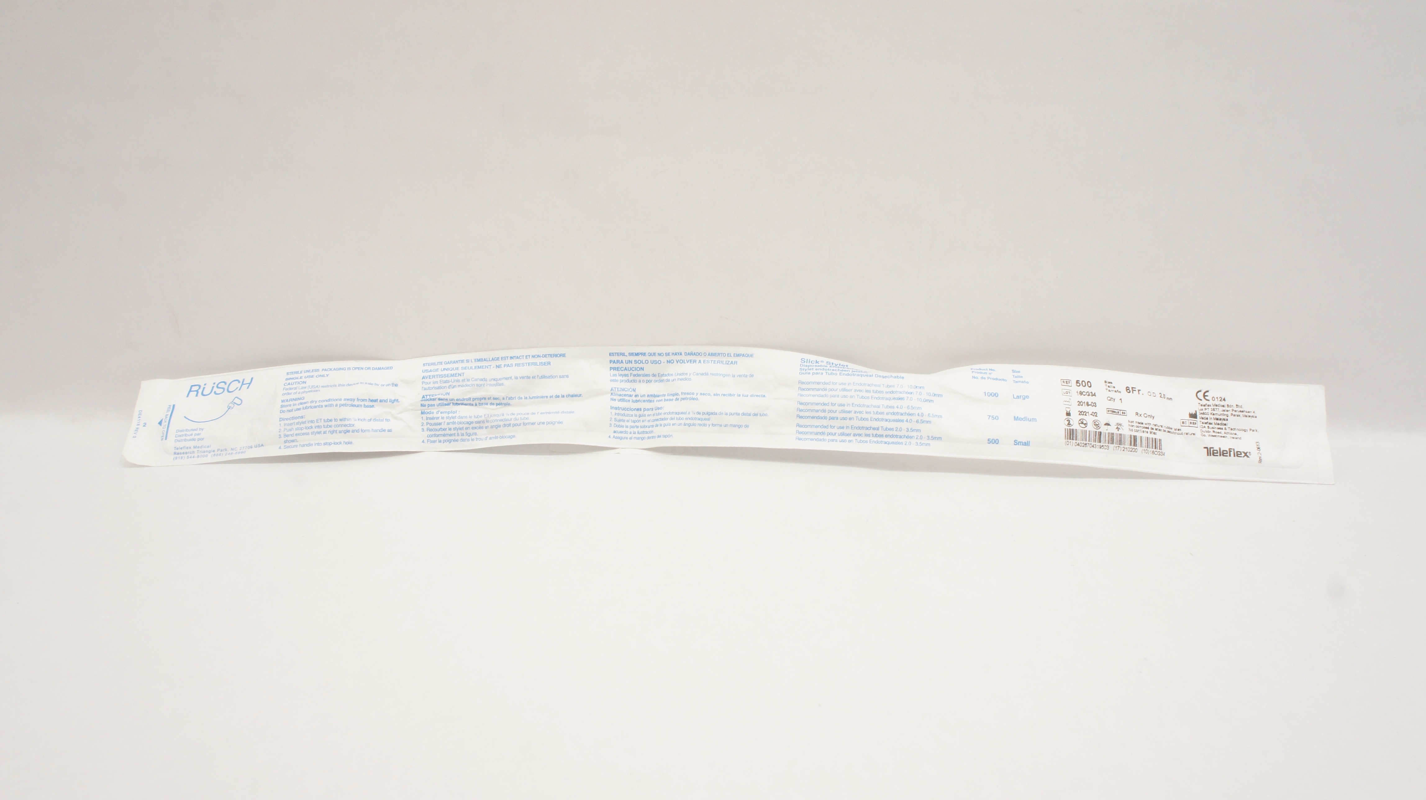 Teleflex 500 Rusch Slick Stylet Disposable Endotracheal Stylet 6Fr x 2 ...