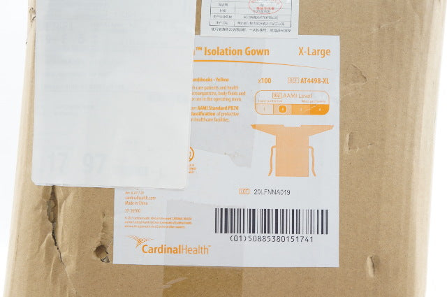 Cardinal Health AT4498-XL Isolation Gown, X-Large Yellow - Case of 100
