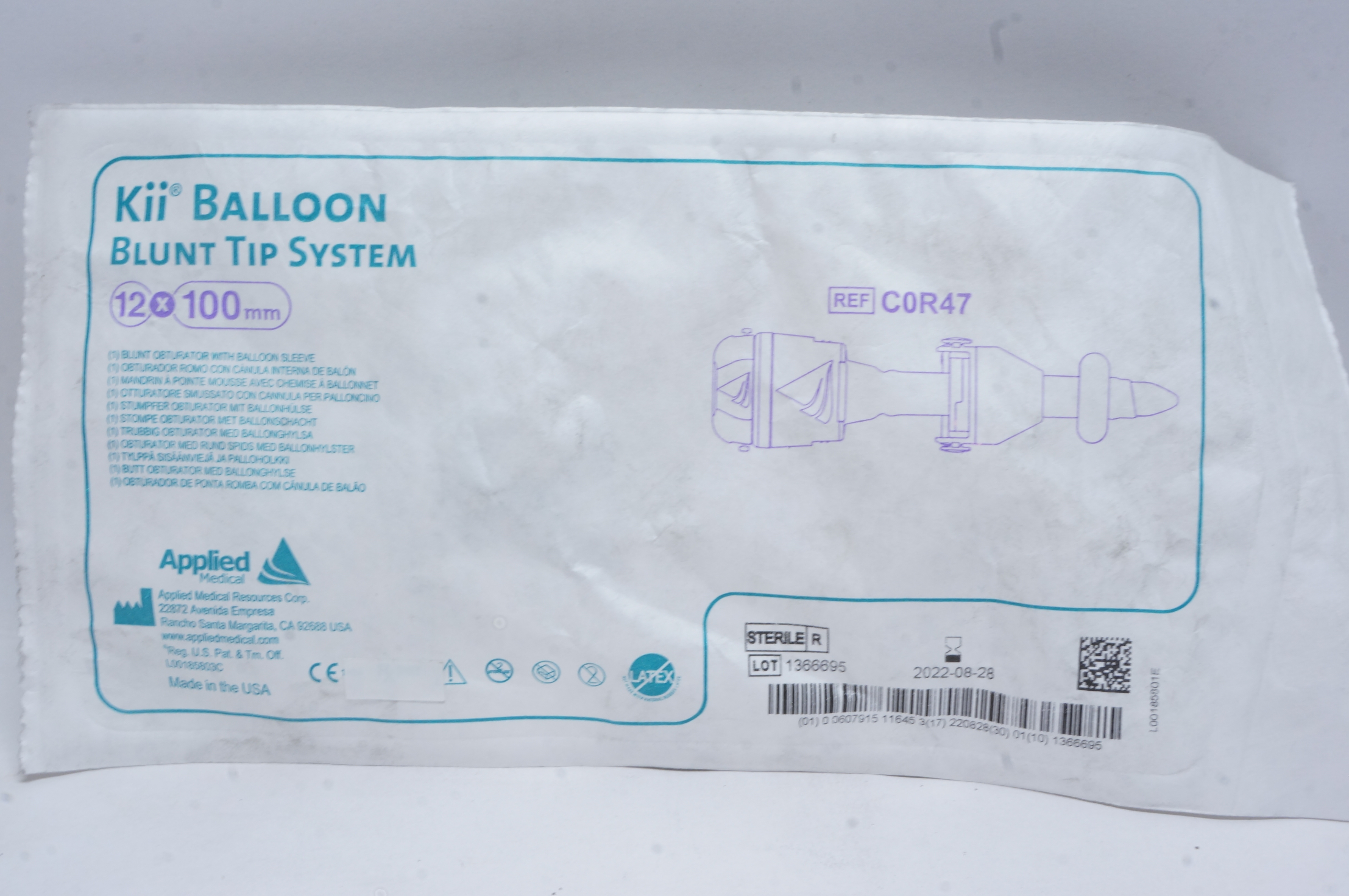 Applied Medical C0R47 Kii Balloon Blunt Tip System 12 x 100mm