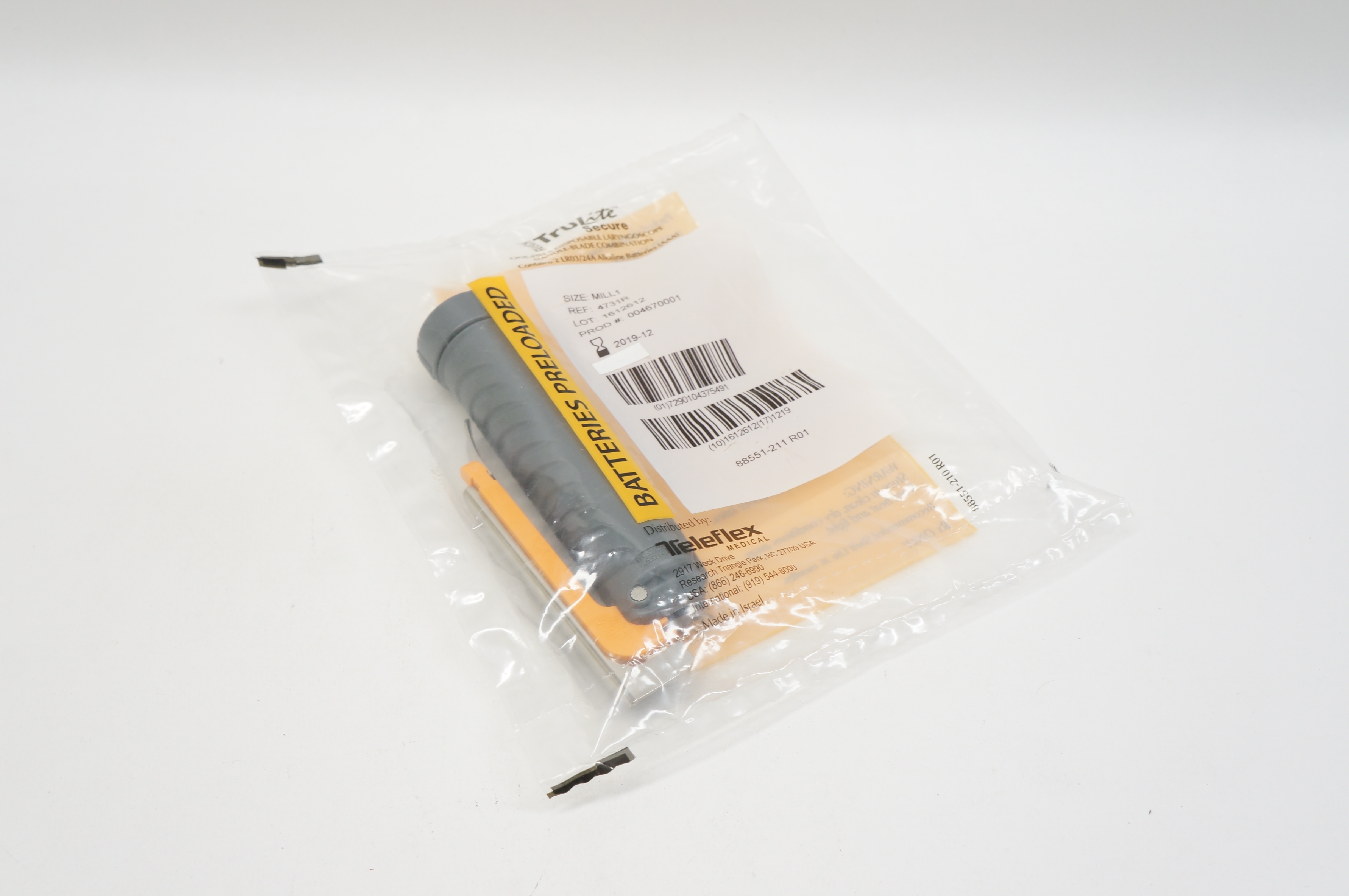 Teleflex 4731R TruLite Secure One-Piece Disposable Laryngoscope Handle ...