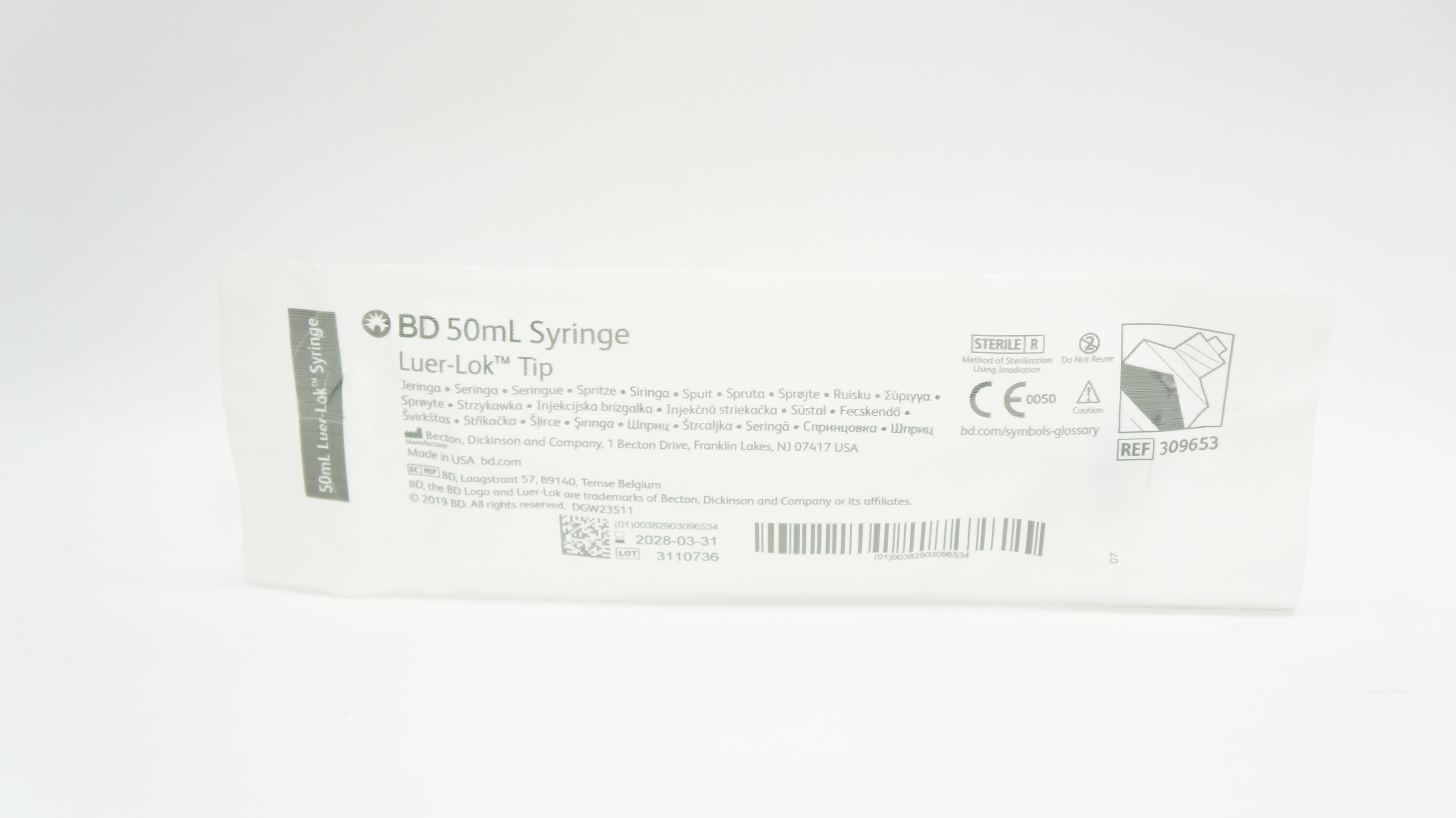 BD 309653 50ml Syringe Luer-Lok Tip