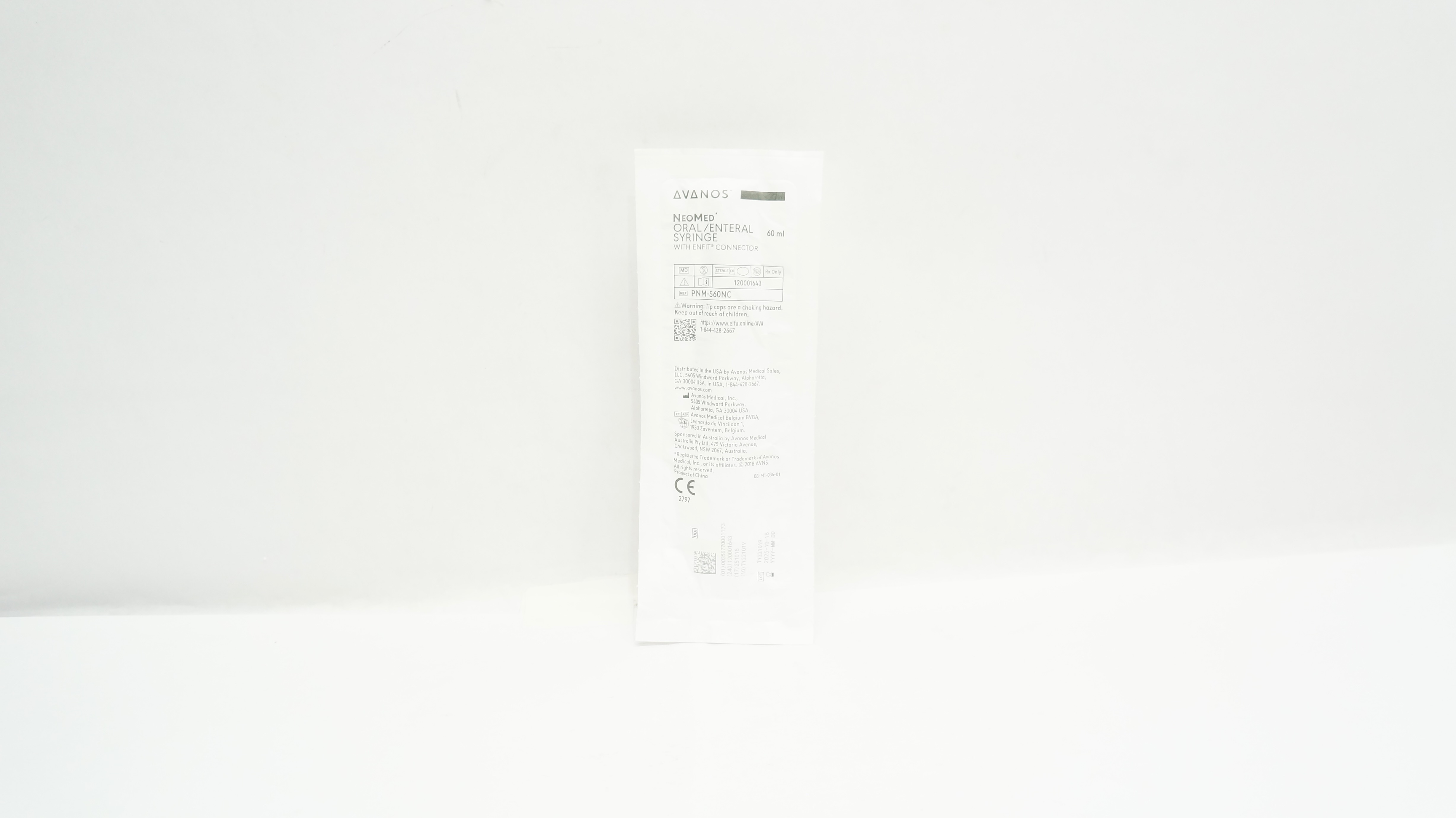 Avanos PNMS60NC NeoMed Oral/Enteral Syringe with ENFIT Connector 60mL