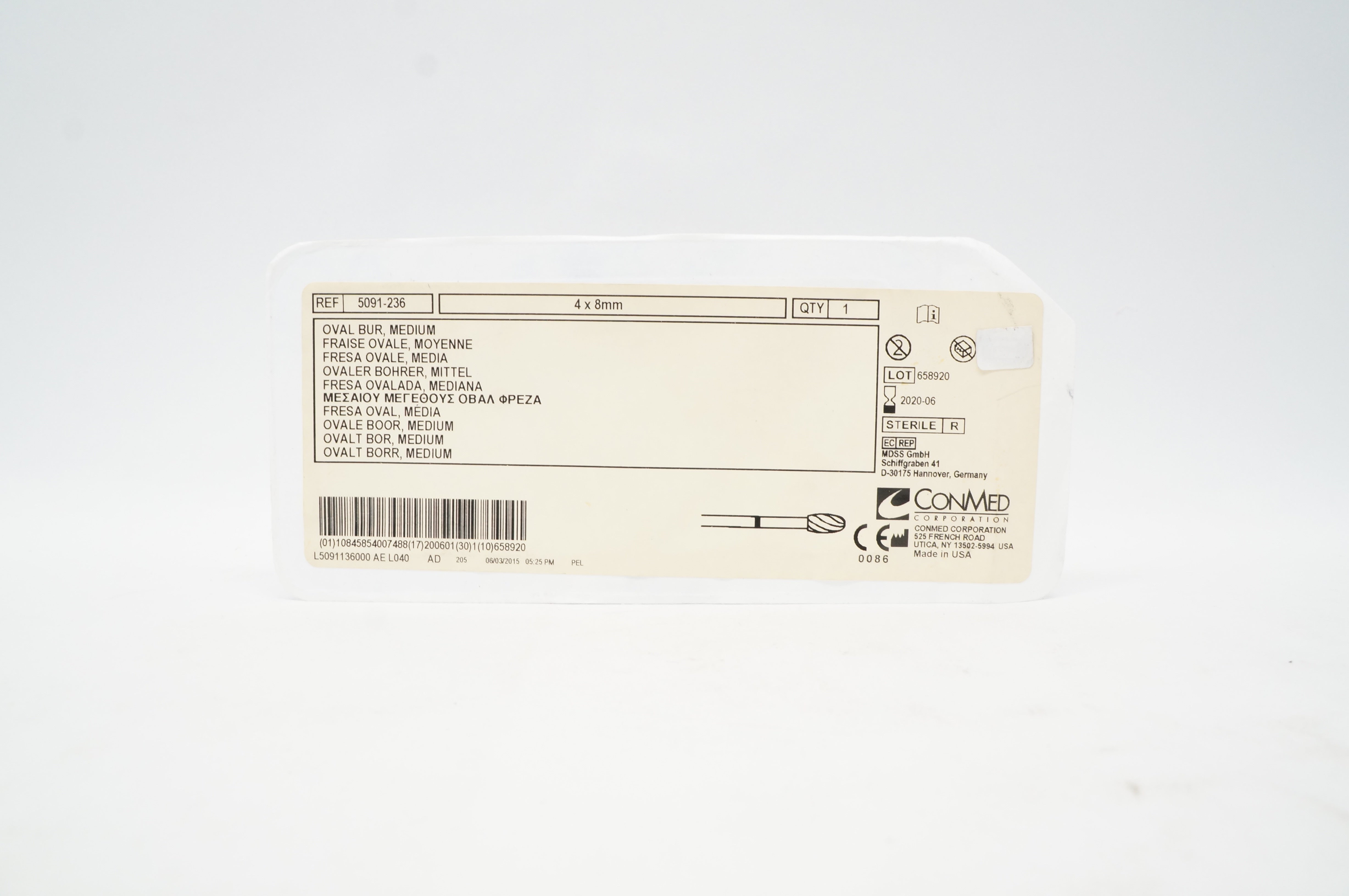 ConMed 5091-236 Oval Bur Medium 4 x 8mm (x)
