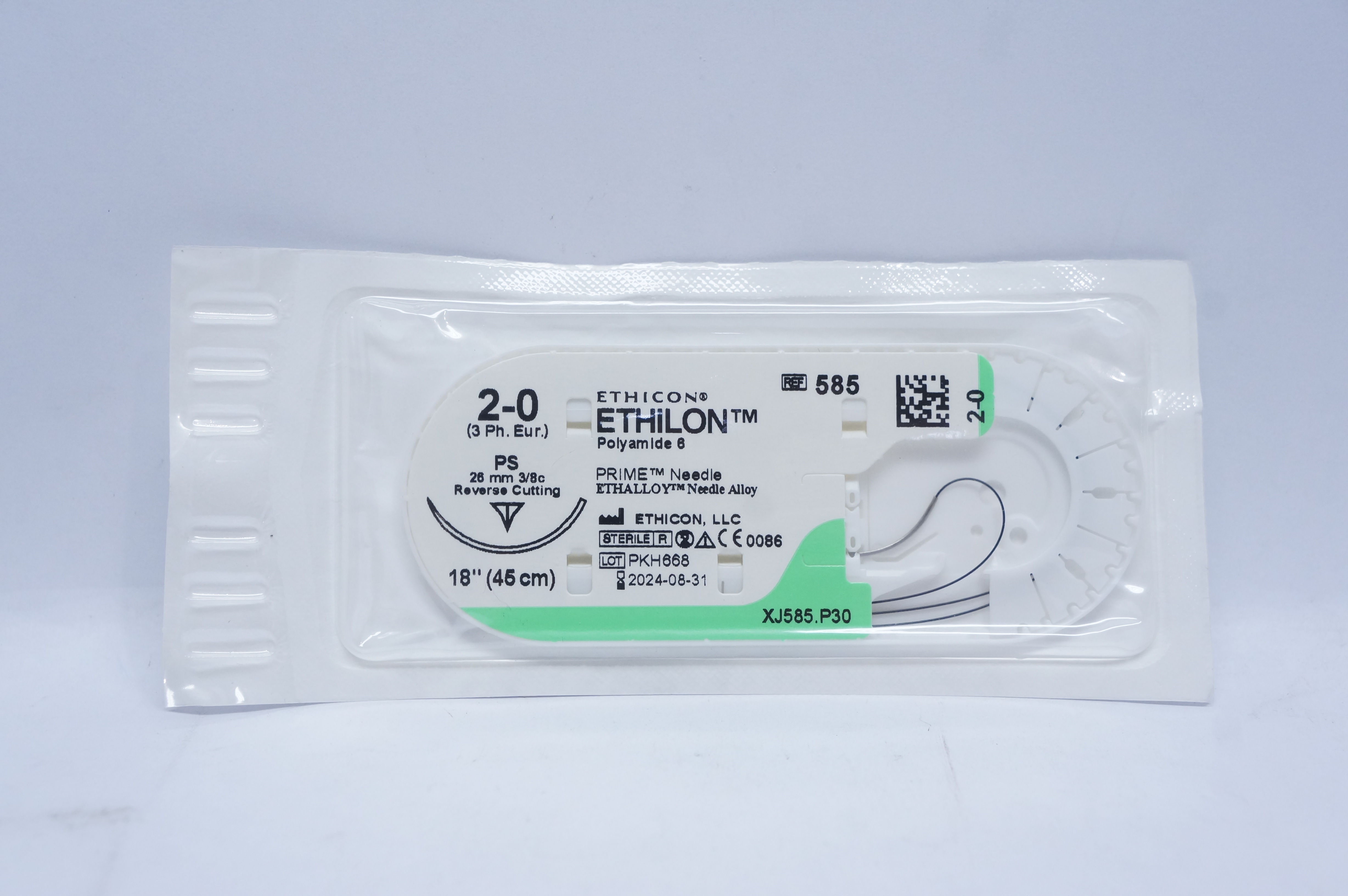 Ethicon 585 2-0 ETHILON, PS, 26mm 3/8c Reverse Cutting, 18inch