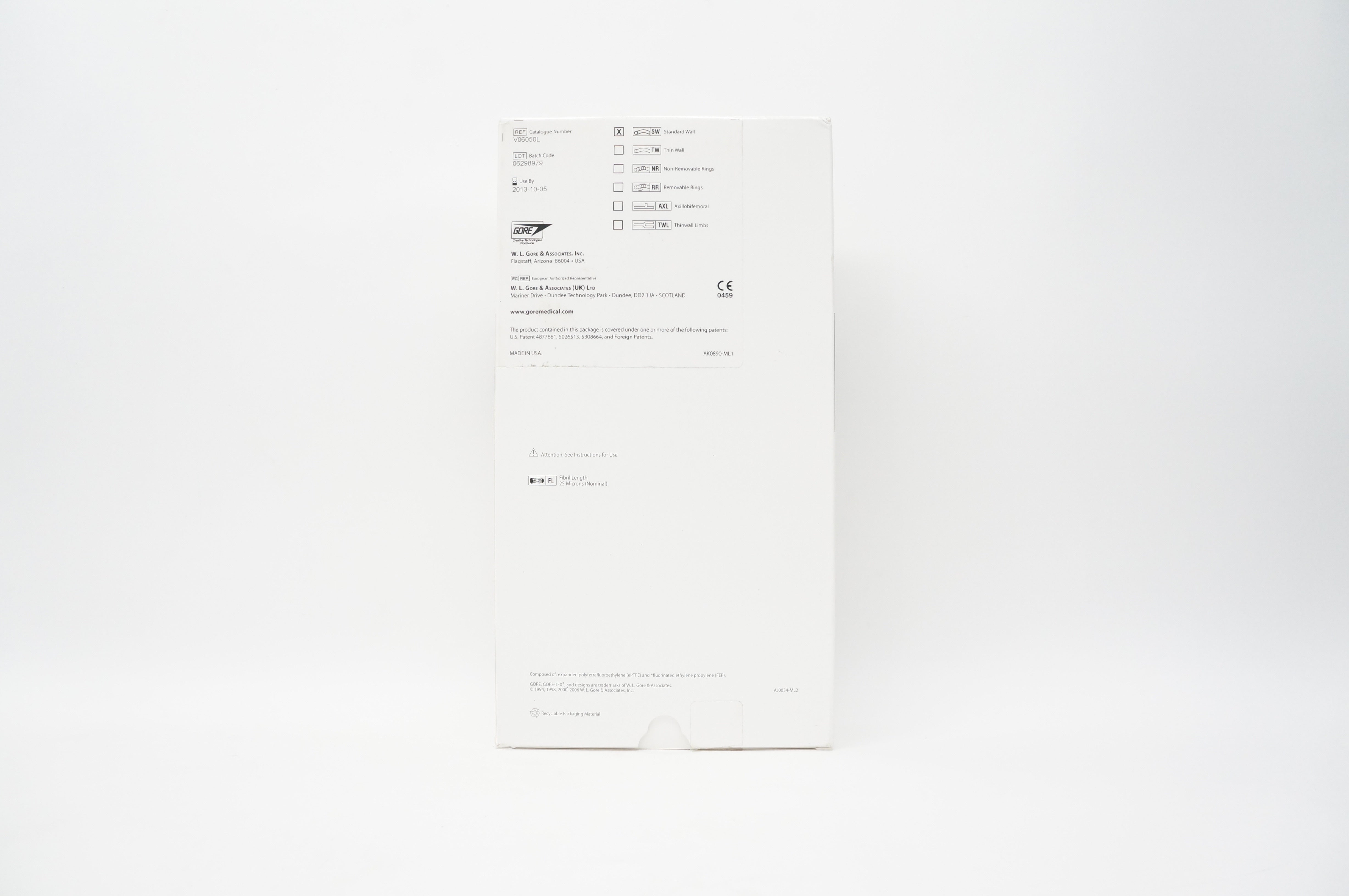 Gore V06050L Vascular Graft Standard Wall 6mm x 50cm (x)