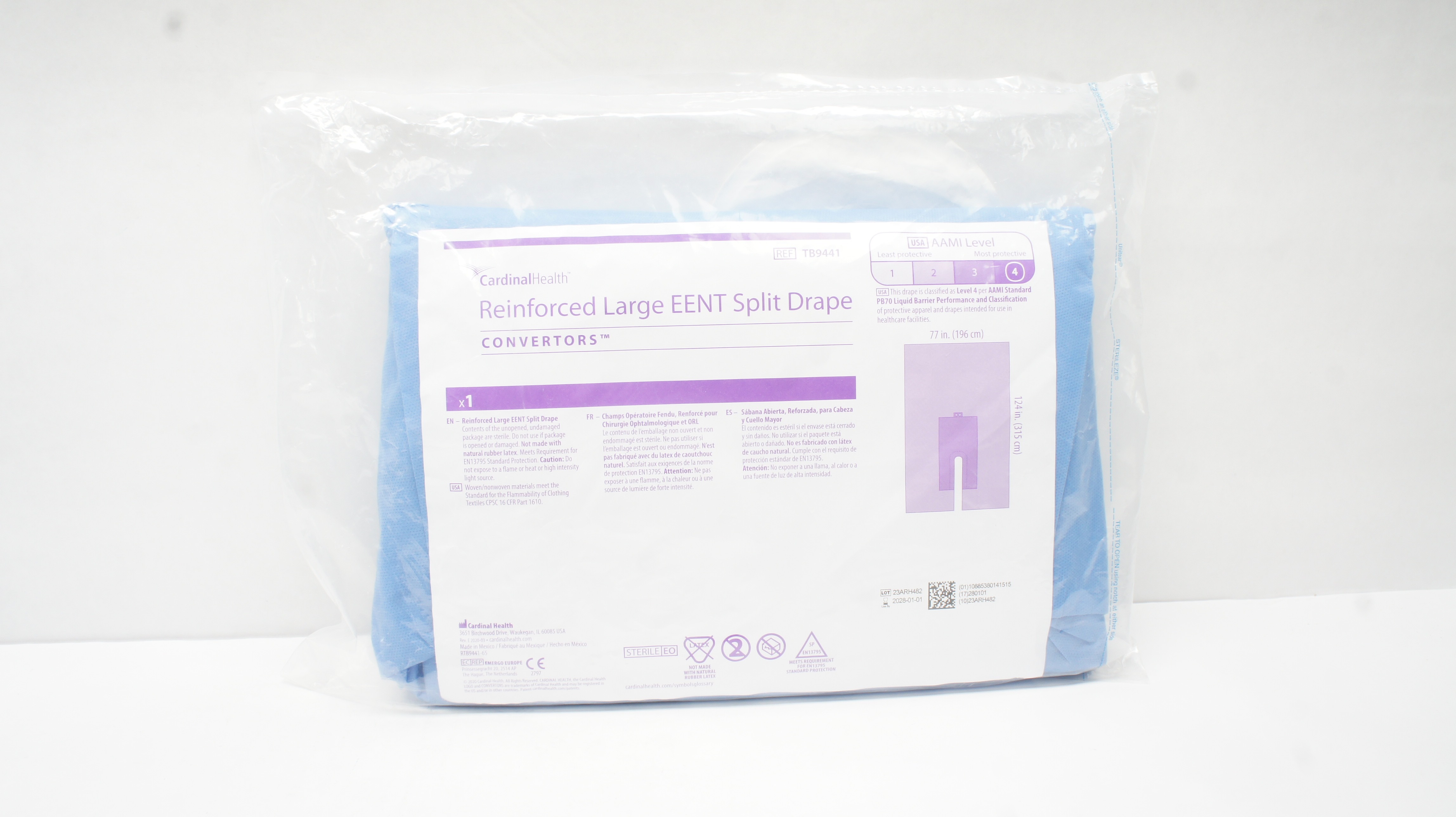 Cardinal Health TB9441 Convertors Reinforces Large EENT Split Drape