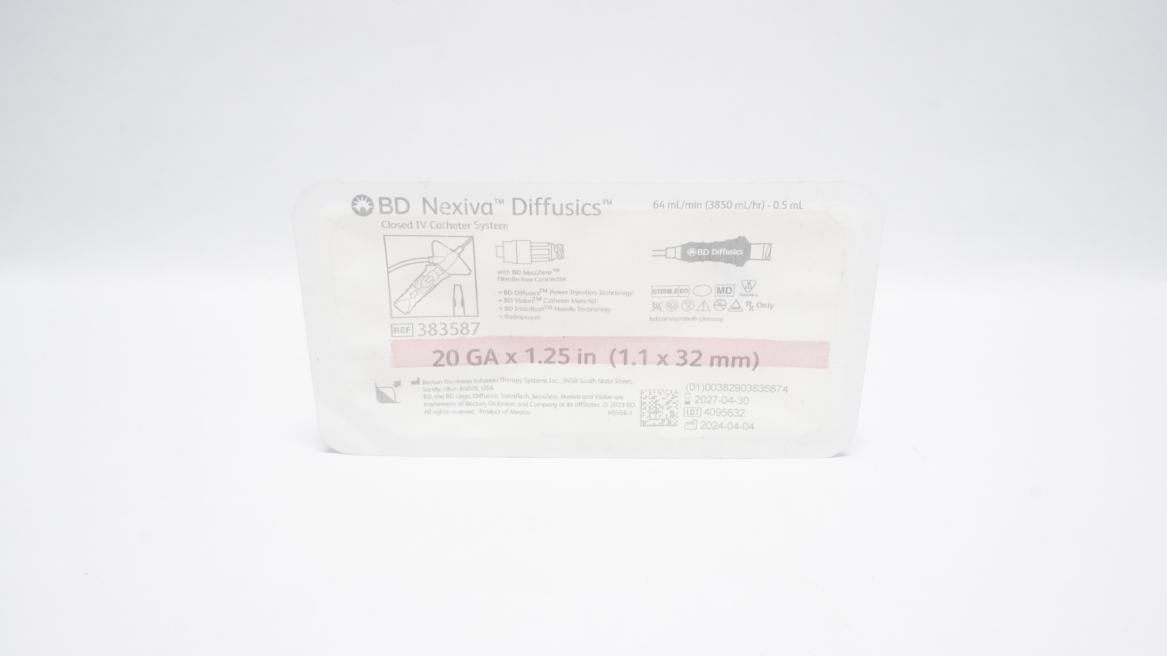 Diffusics Kit BD 383587 Nexiva Diffusics Closed IV Cath. System 20Ga x 1.25In