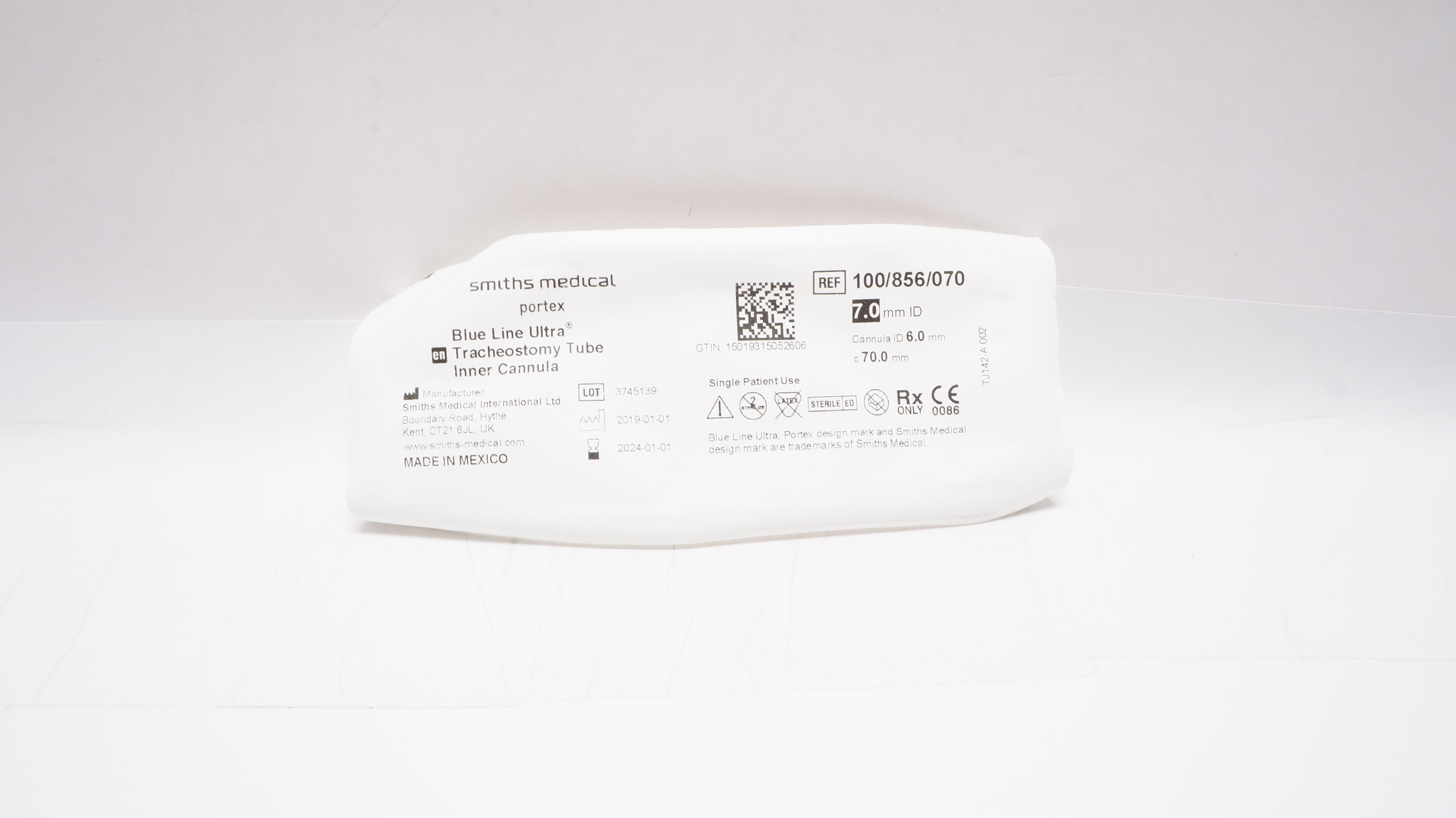 Smiths Medical 100/856/070 Portex Blue Line Ultra Tracheostomy Tube 7.0mm ID (x)