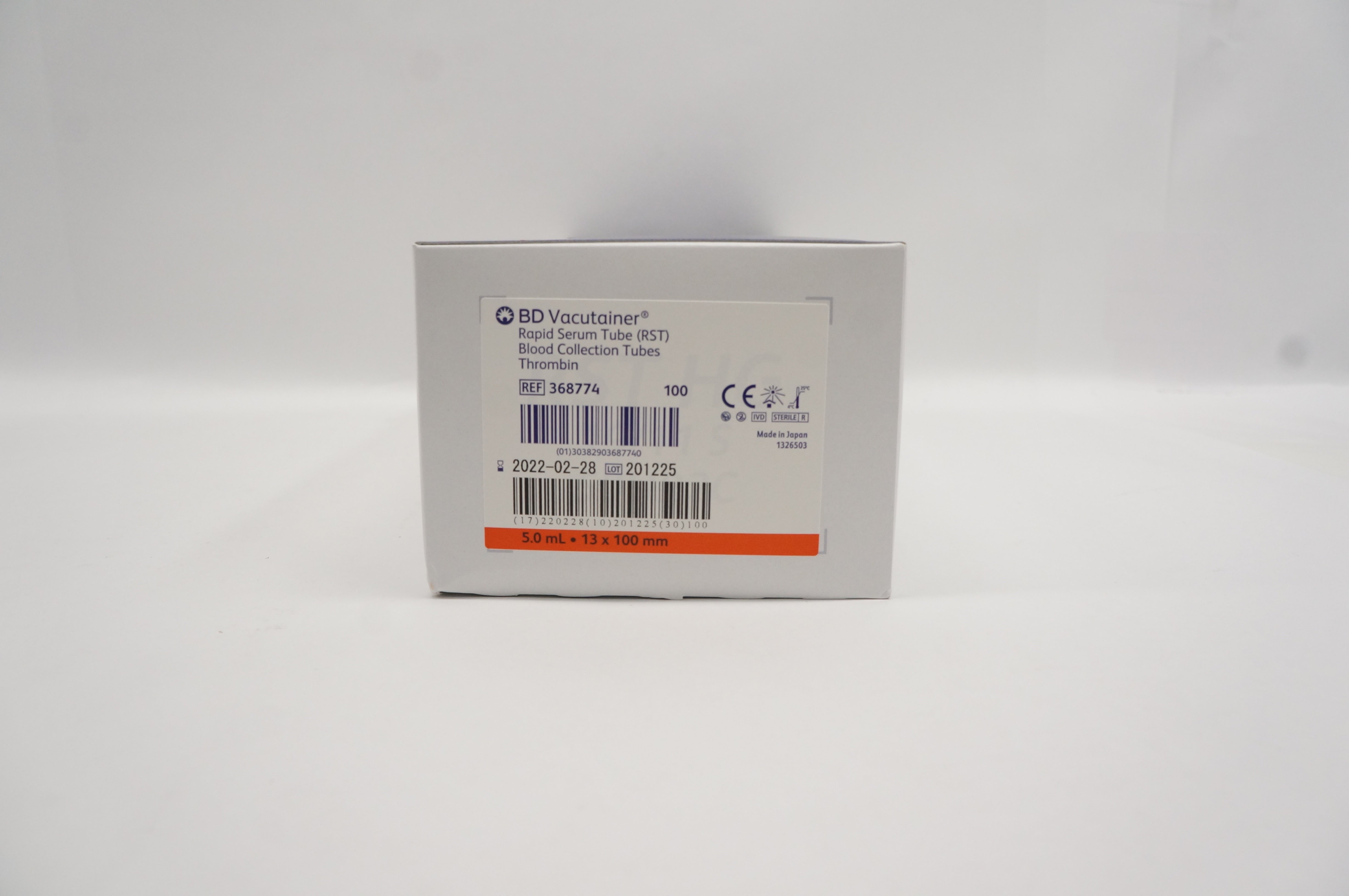 BD 368774 Vacutainer Rapid Serum Tube 5.0ml 13 x 100mm - Box of 100