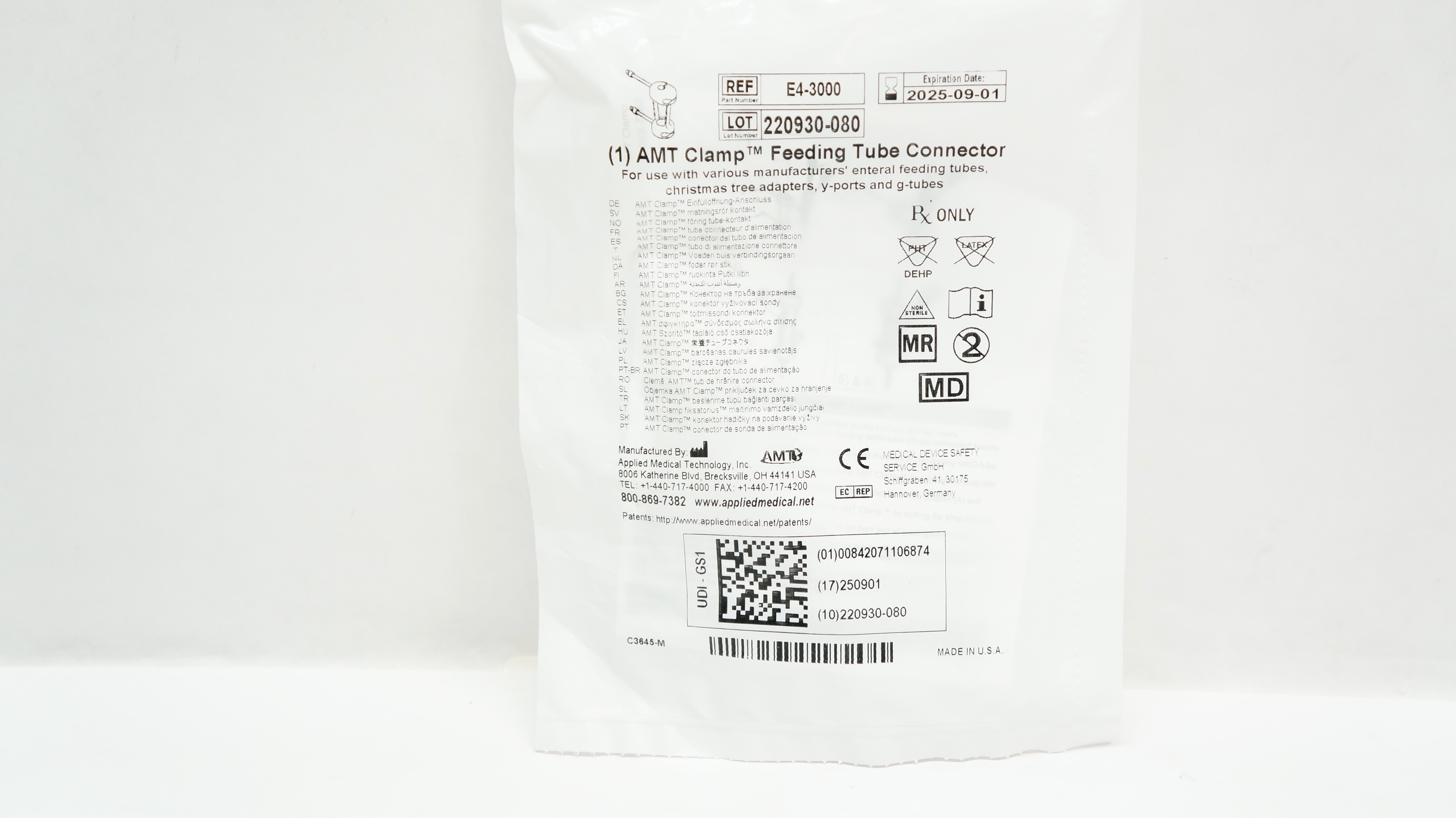 Applied Medical E4-3000 AMT Clamp Feeding Tube Connector
