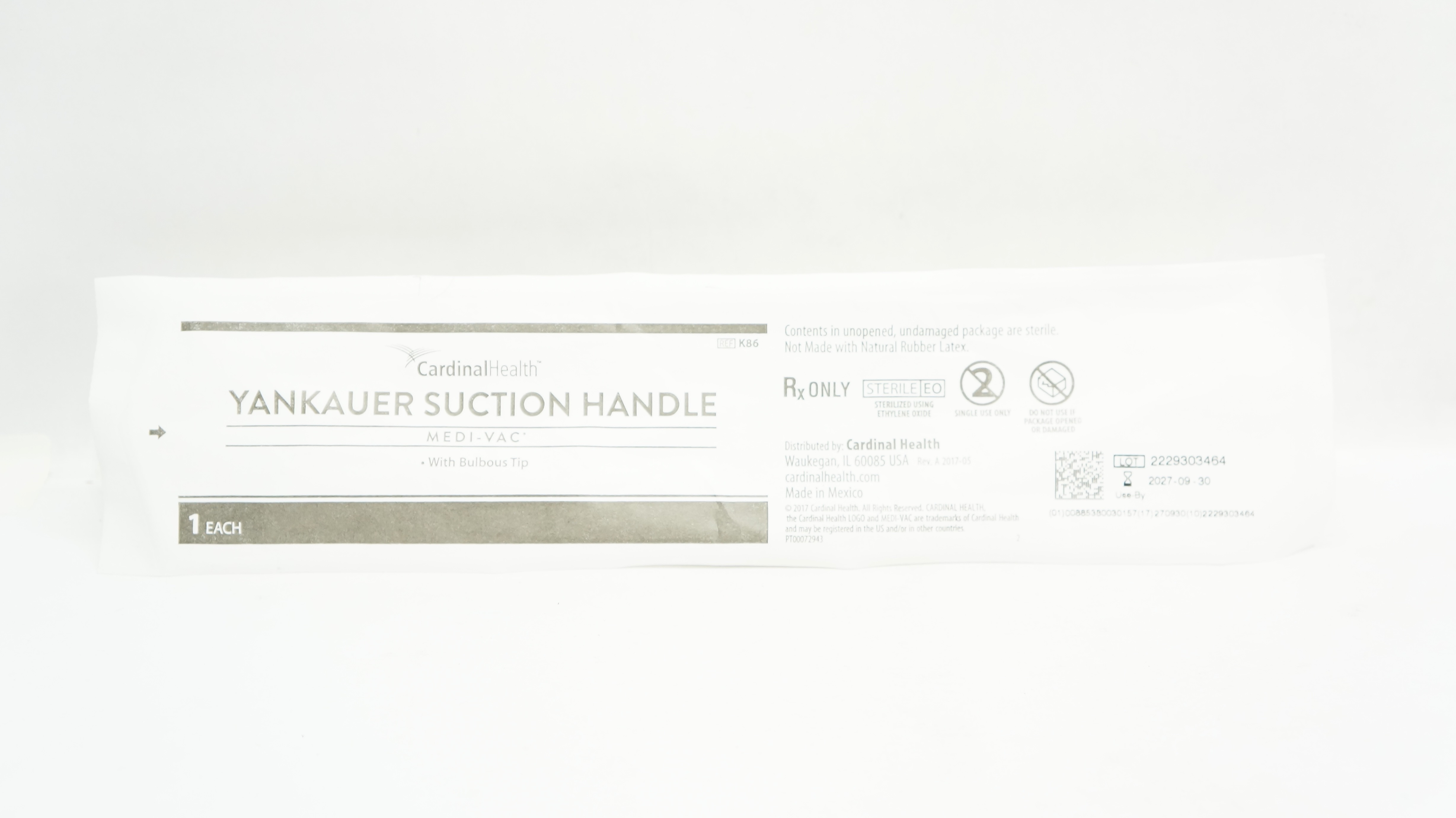 Cardinal Health K86 Medi-Vac Yankauer Suction Handle With Bulbous Tip