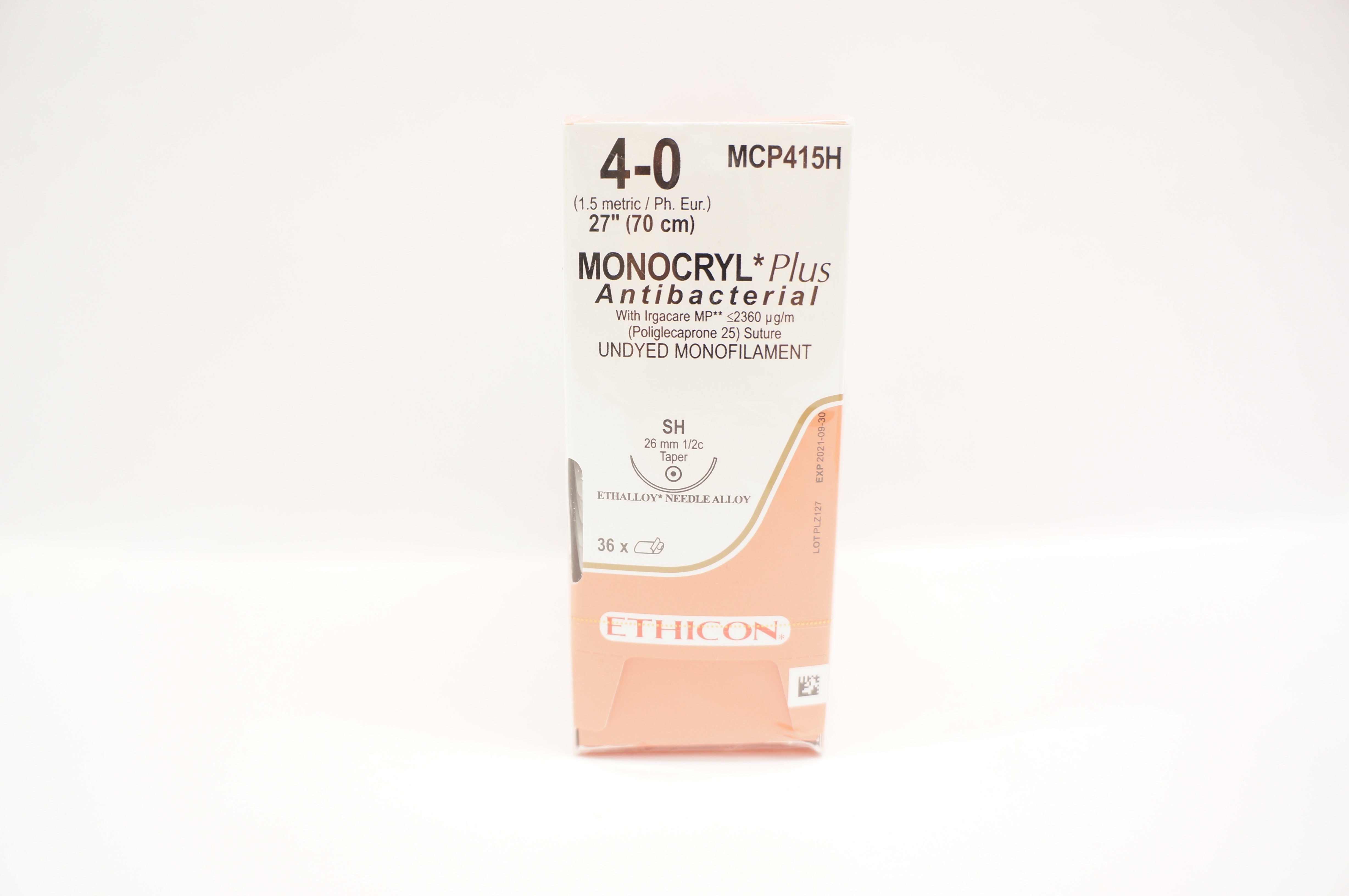 Ethicon MCP415H 4-0 Monocryl Plus, SH 26mm,1/2c Taper,27In - Box of 36 (x)