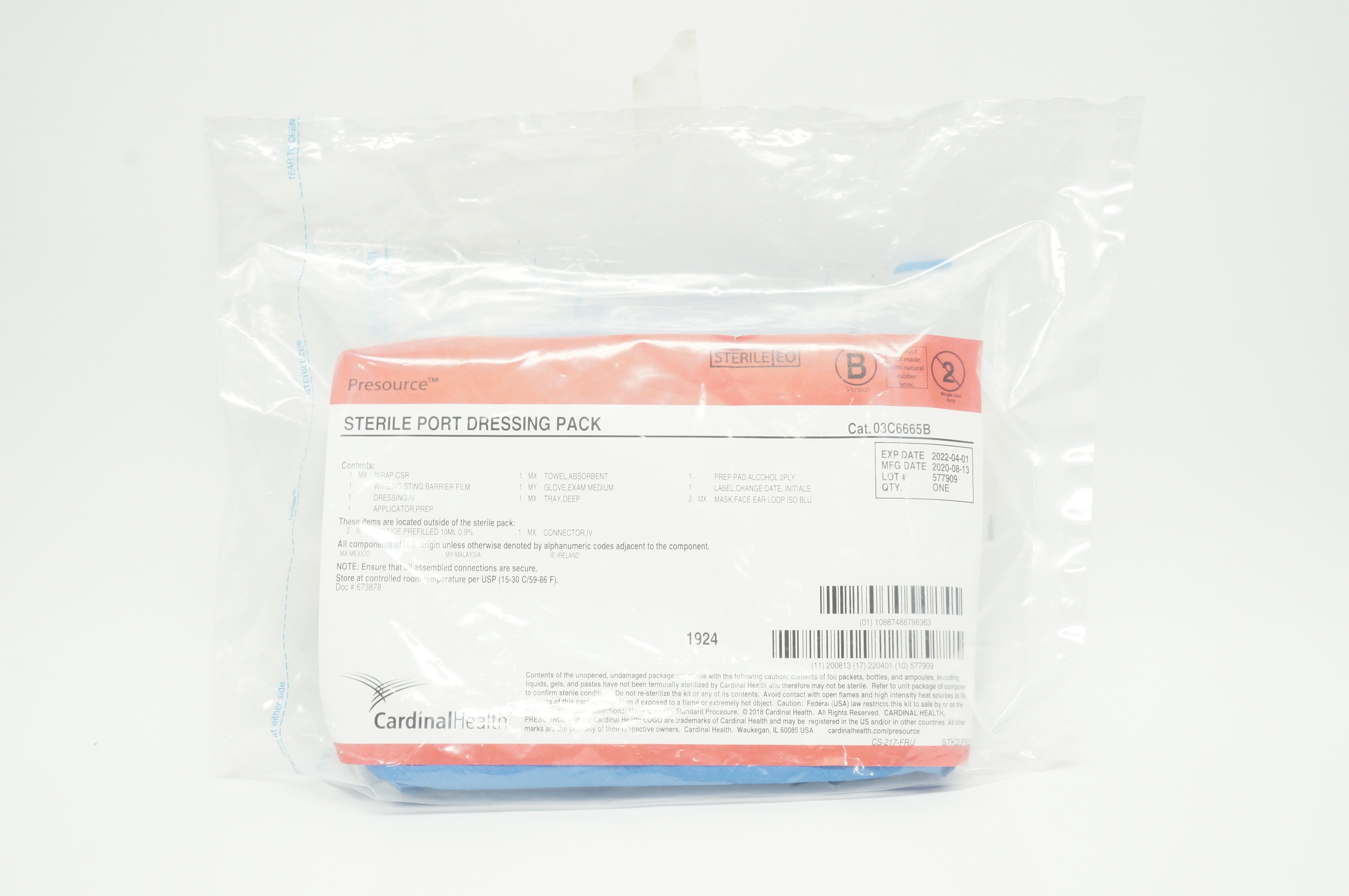 Cardinal Health 03C6665B Presource Sterile Port Dressing Pack