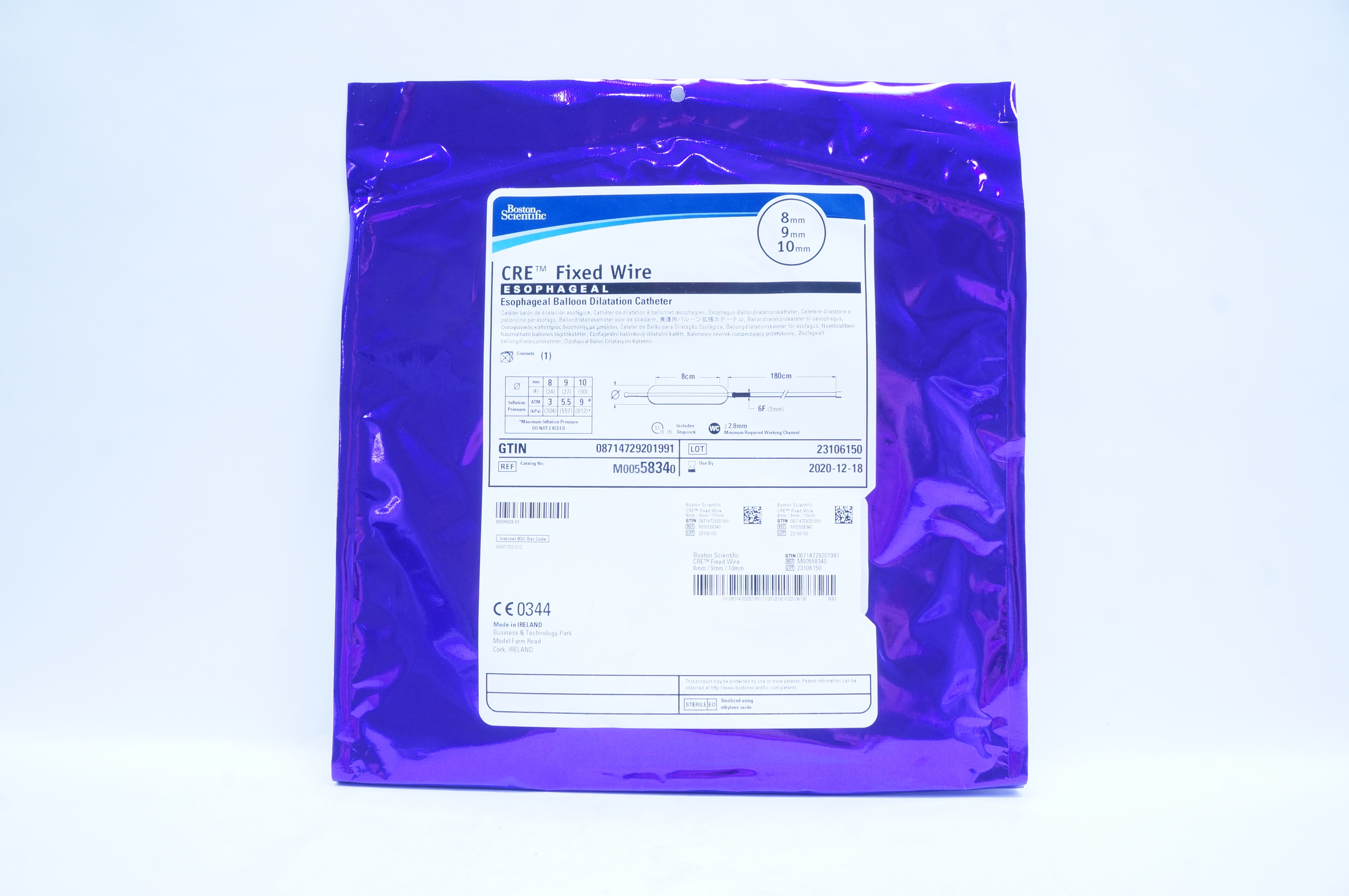 Boston Scientific 5834 Fixed Wire Esophageal Balloon Dilataion Cath 8/9/10mm (x)