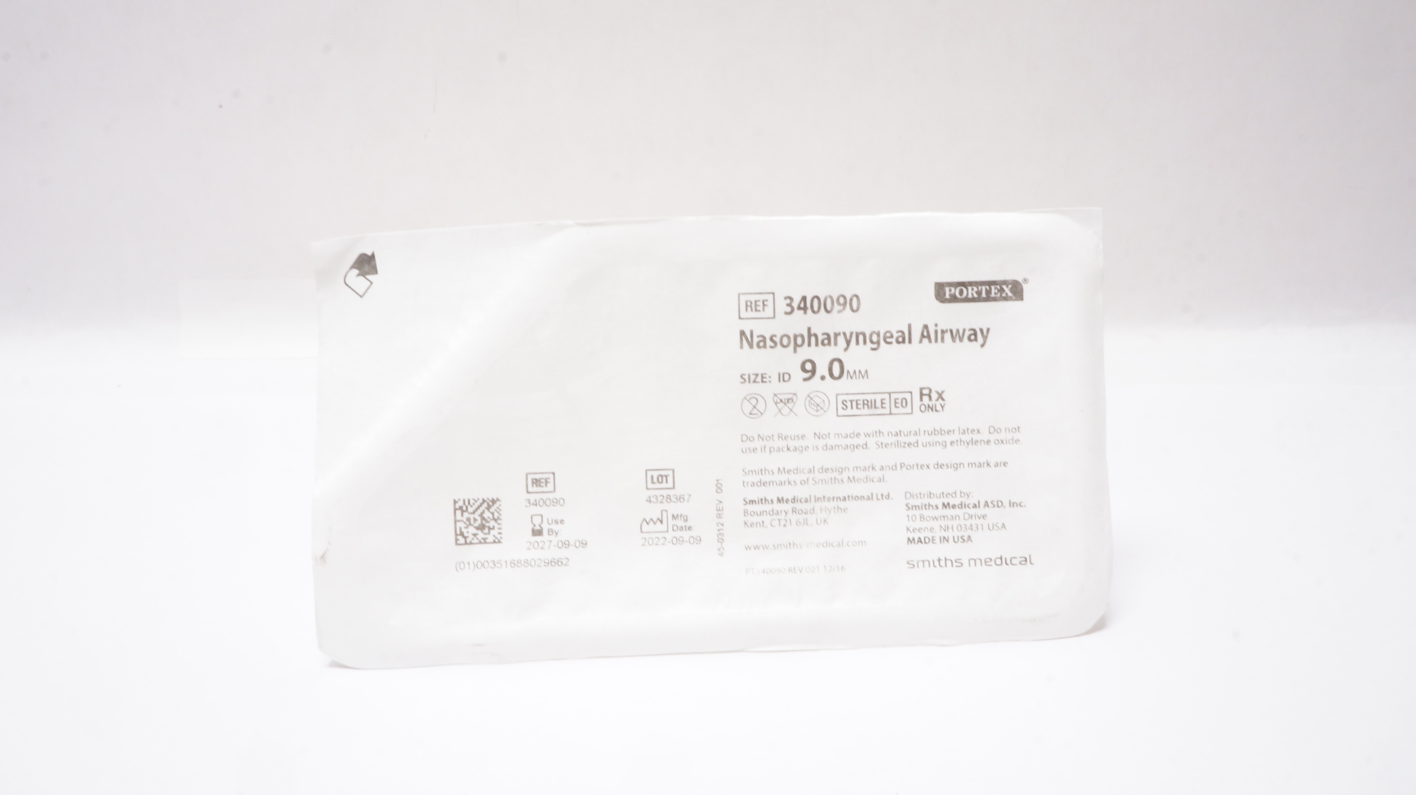 Smiths Medical 340090 Portex Nasopharyngeal Airway ID 9.0mm